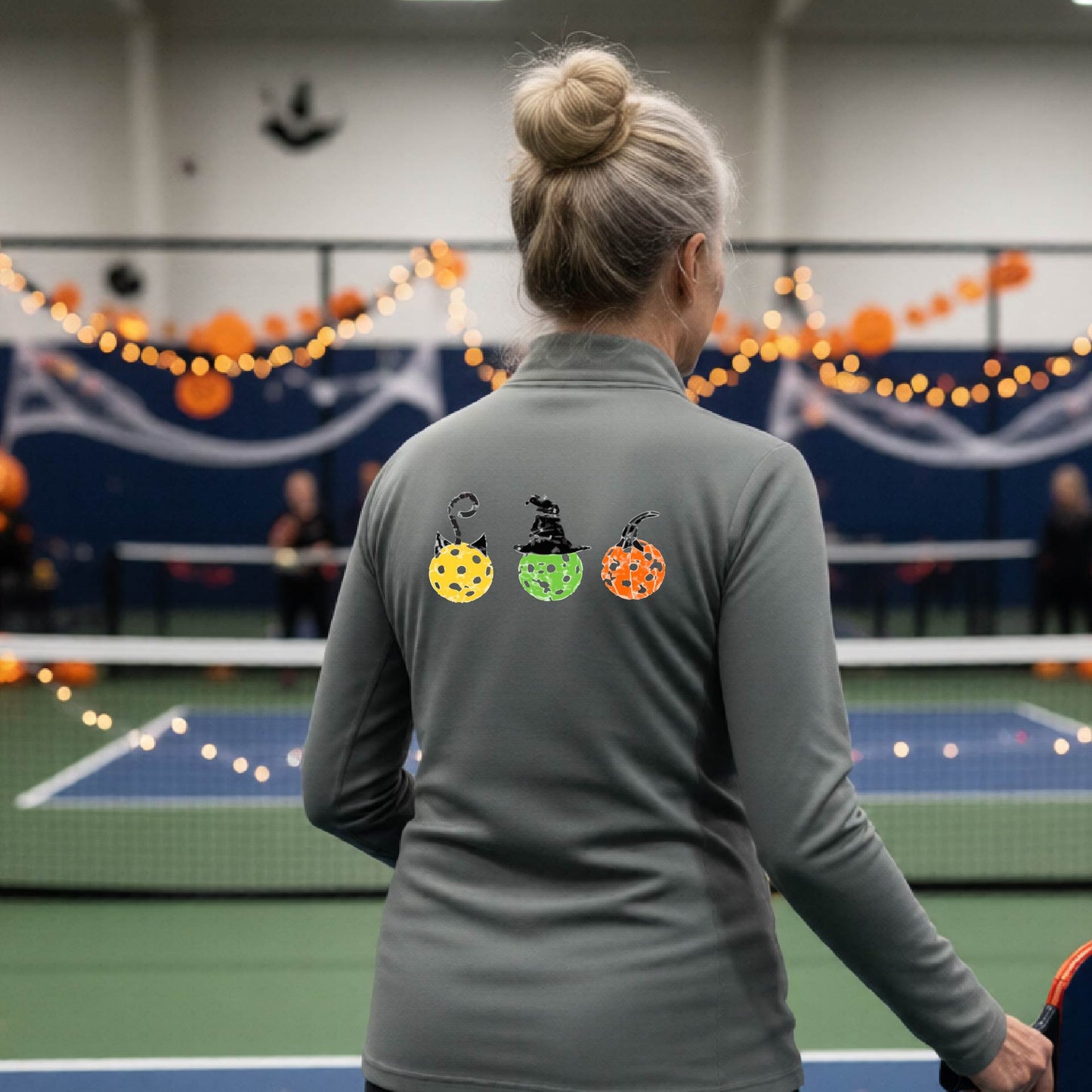 Womens Halloween Pickleball Quarter-Zip Shirt Funny Pickleball Performance Spooky Season Shirt Pickleball Gift