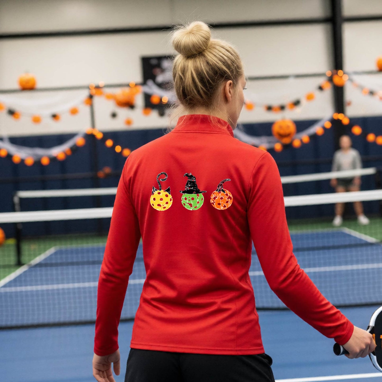 Womens Halloween Pickleball Quarter-Zip Shirt Funny Pickleball Performance Spooky Season Shirt Pickleball Gift