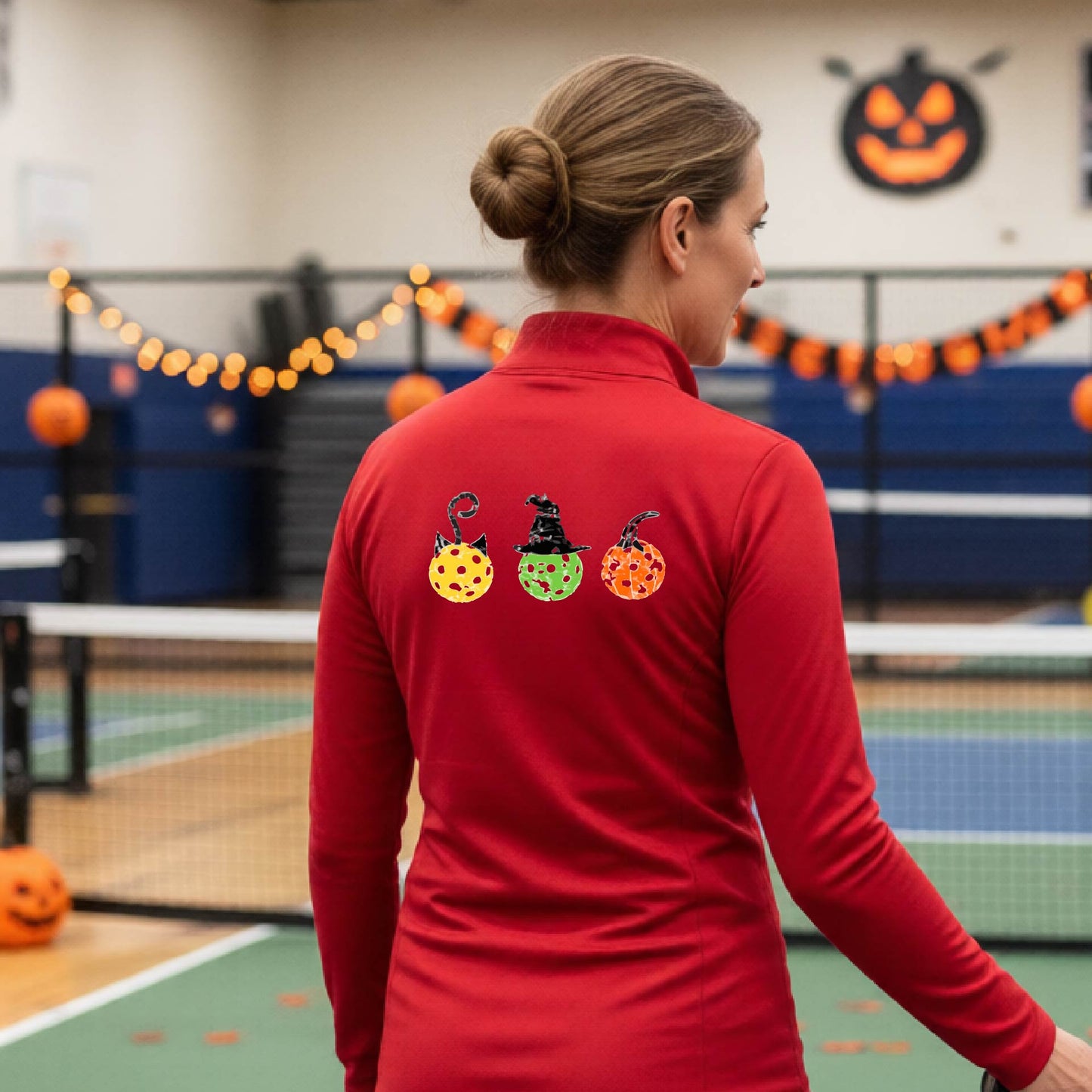 Womens Halloween Pickleball Quarter-Zip Shirt Funny Pickleball Performance Spooky Season Shirt Pickleball Gift
