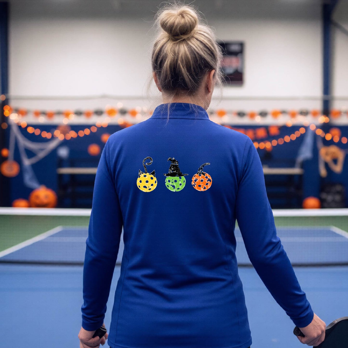 Womens Halloween Pickleball Quarter-Zip Shirt Funny Pickleball Performance Spooky Season Shirt Pickleball Gift
