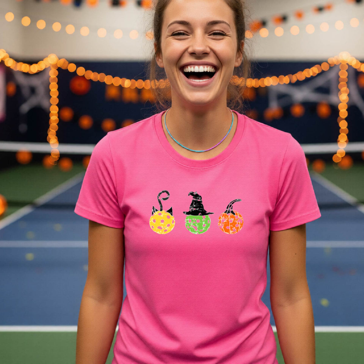 Womens Halloween Pickleball Shirt Funny Pickleball Performance Short-Sleeve T-Shirt Spooky Season Shirt Pickleball Gift