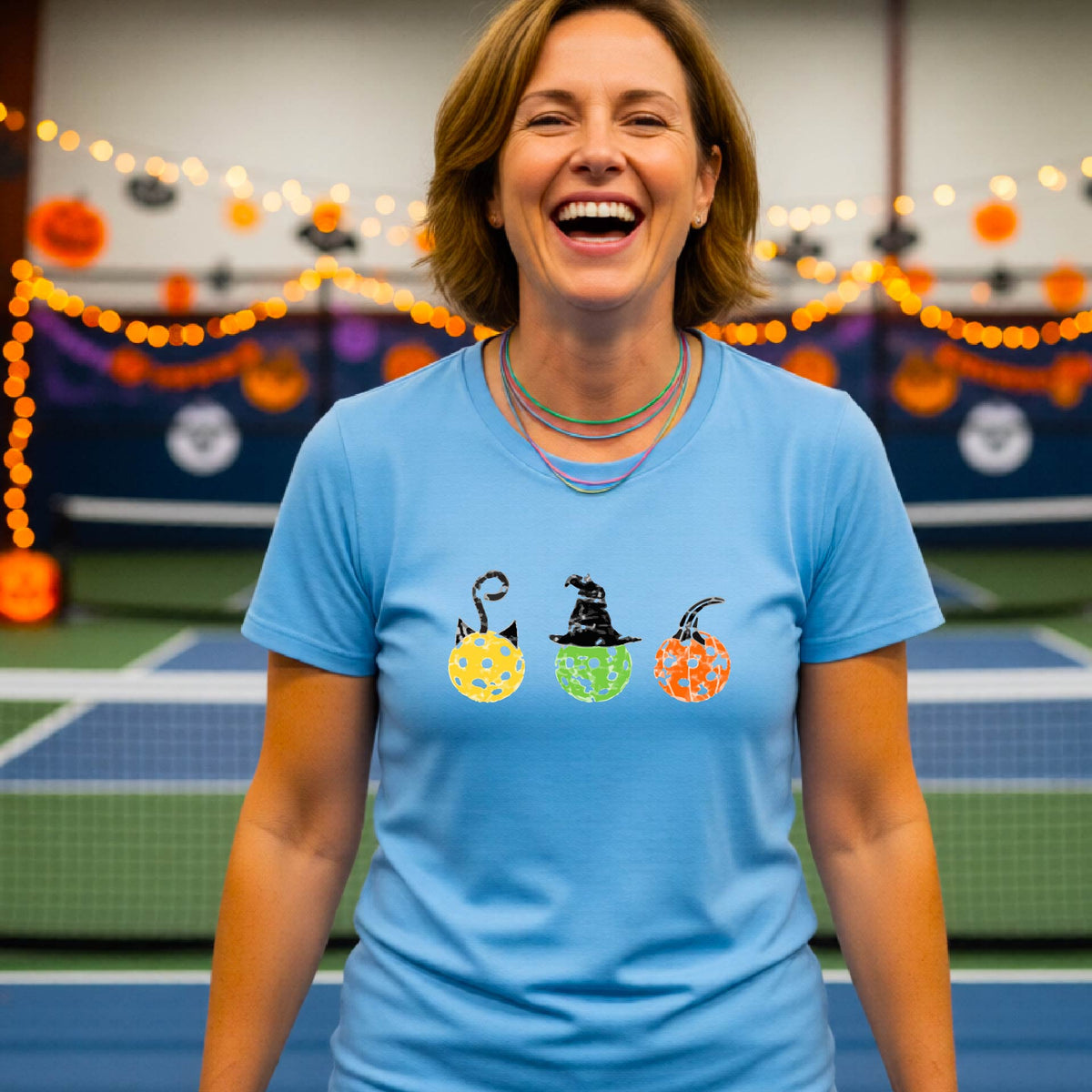 Womens Halloween Pickleball Shirt Funny Pickleball Performance Short-Sleeve T-Shirt Spooky Season Shirt Pickleball Gift