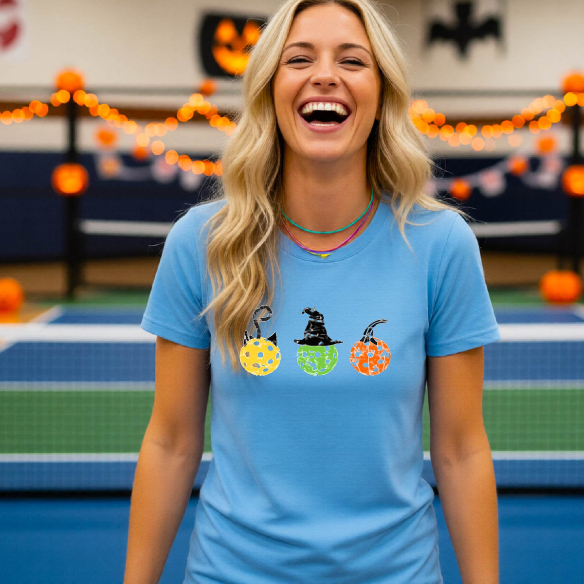 Womens Halloween Pickleball Shirt Funny Pickleball Performance Short-Sleeve T-Shirt Spooky Season Shirt Pickleball Gift