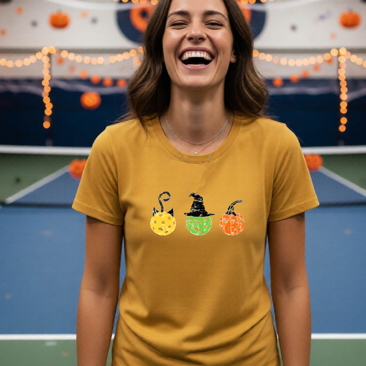 Womens Halloween Pickleball Shirt Funny Pickleball Performance Short-Sleeve T-Shirt Spooky Season Shirt Pickleball Gift