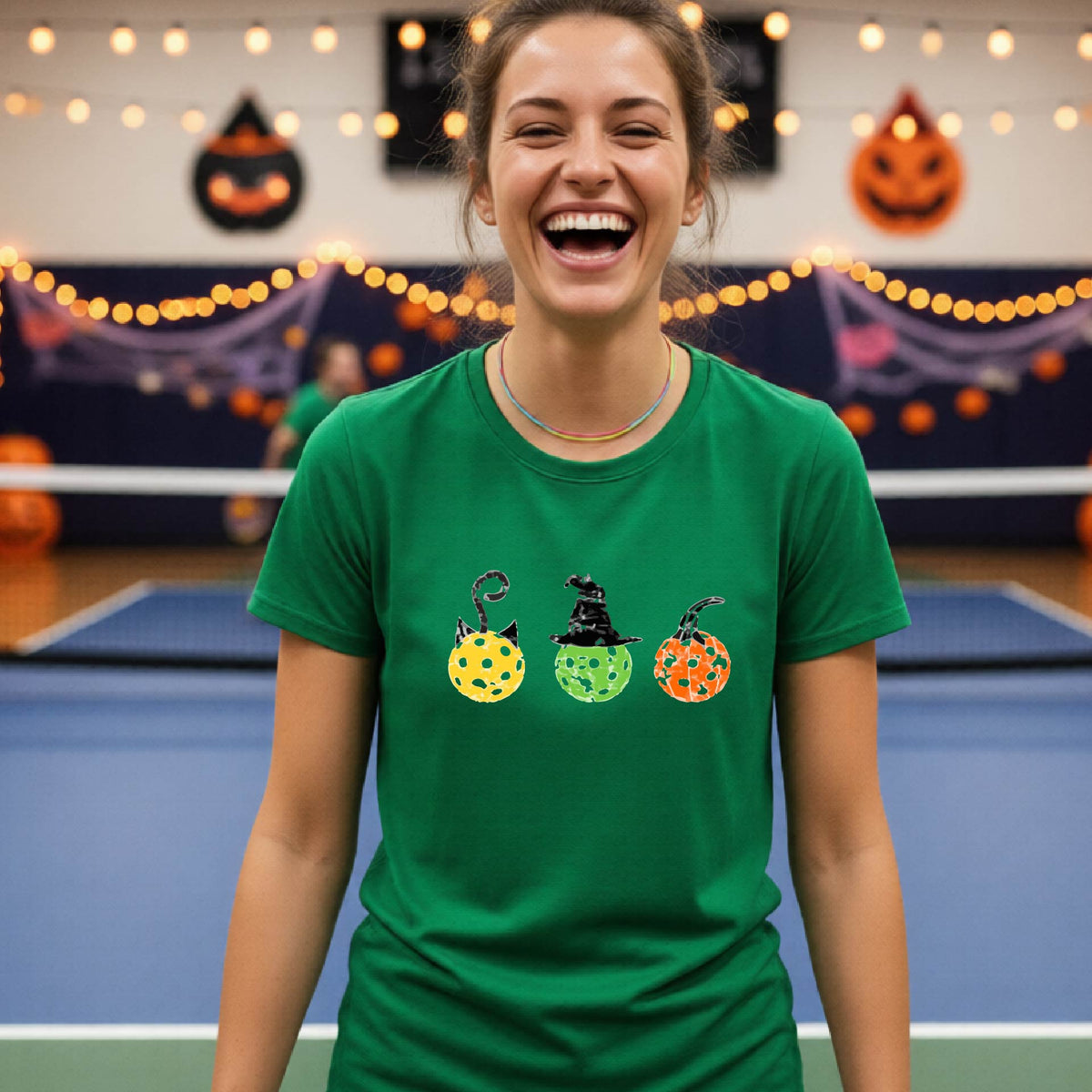 Womens Halloween Pickleball Shirt Funny Pickleball Performance Short-Sleeve T-Shirt Spooky Season Shirt Pickleball Gift