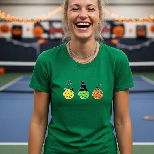 Womens Halloween Pickleball Shirt Funny Pickleball Performance Short-Sleeve T-Shirt Spooky Season Shirt Pickleball Gift