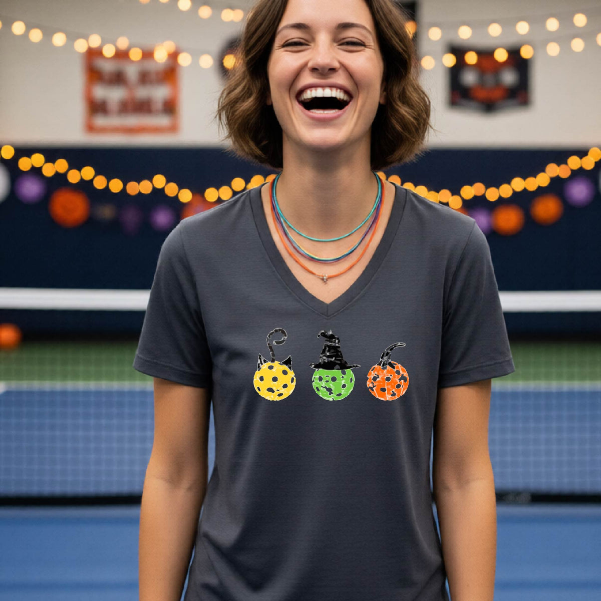 Womens Funny Halloween Pickleball Shirt Spooky Pickleball T-Shirt Halloween Gift for Pickleball Players