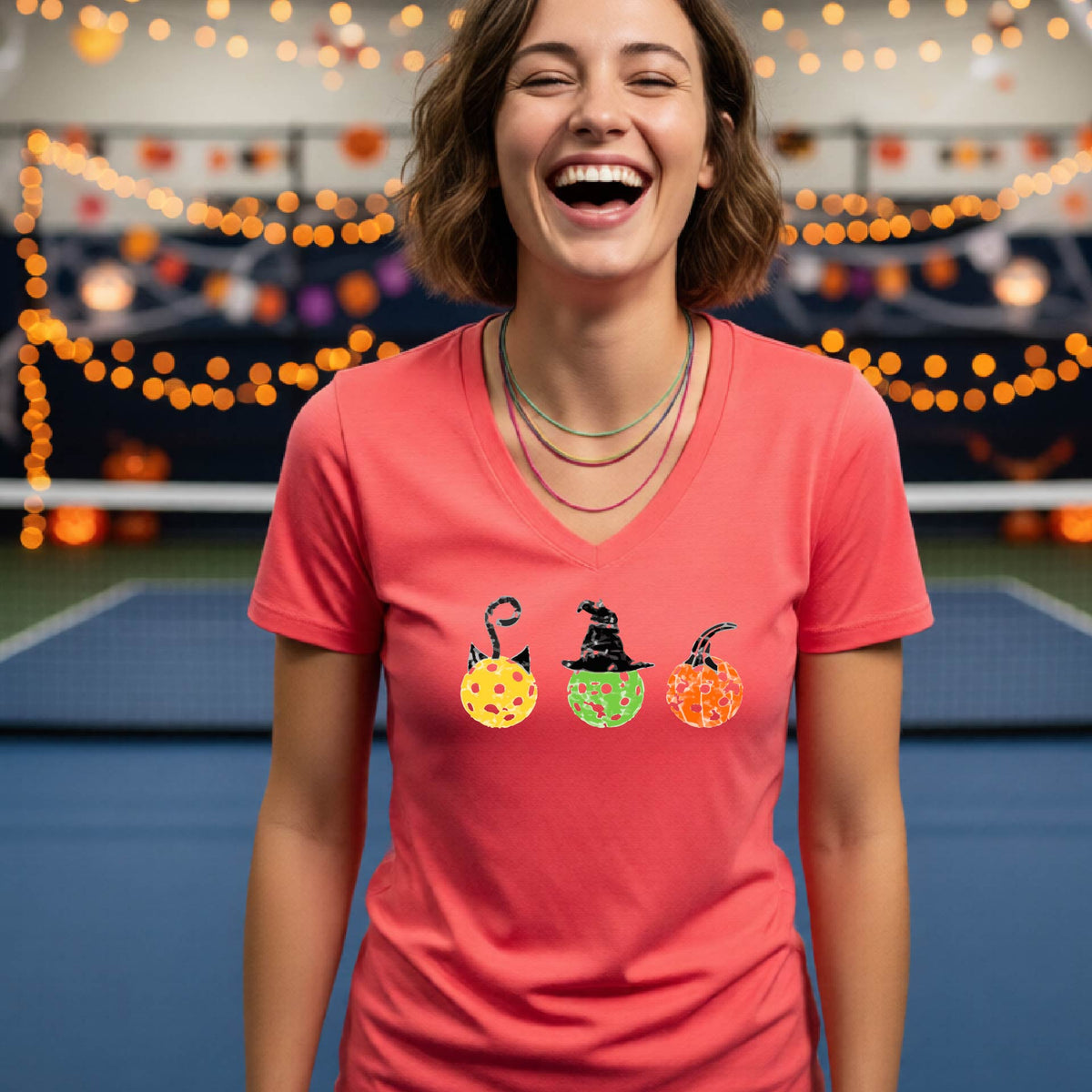 Womens Funny Halloween Pickleball Shirt Spooky Pickleball T-Shirt Halloween Gift for Pickleball Players