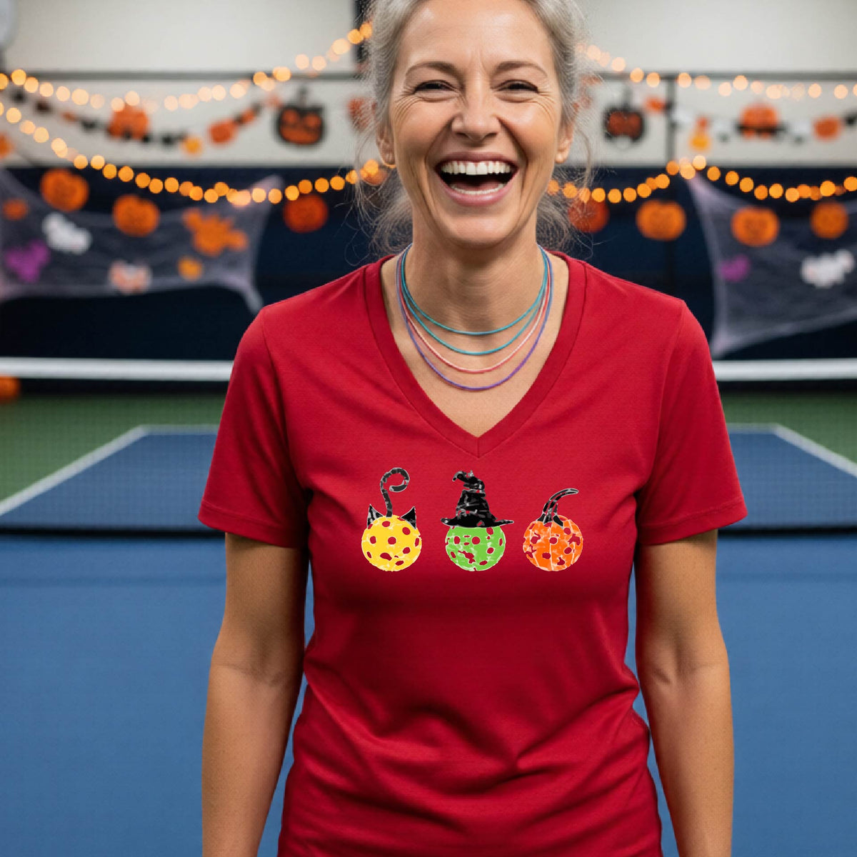 Womens Funny Halloween Pickleball Shirt Spooky Pickleball T-Shirt Halloween Gift for Pickleball Players