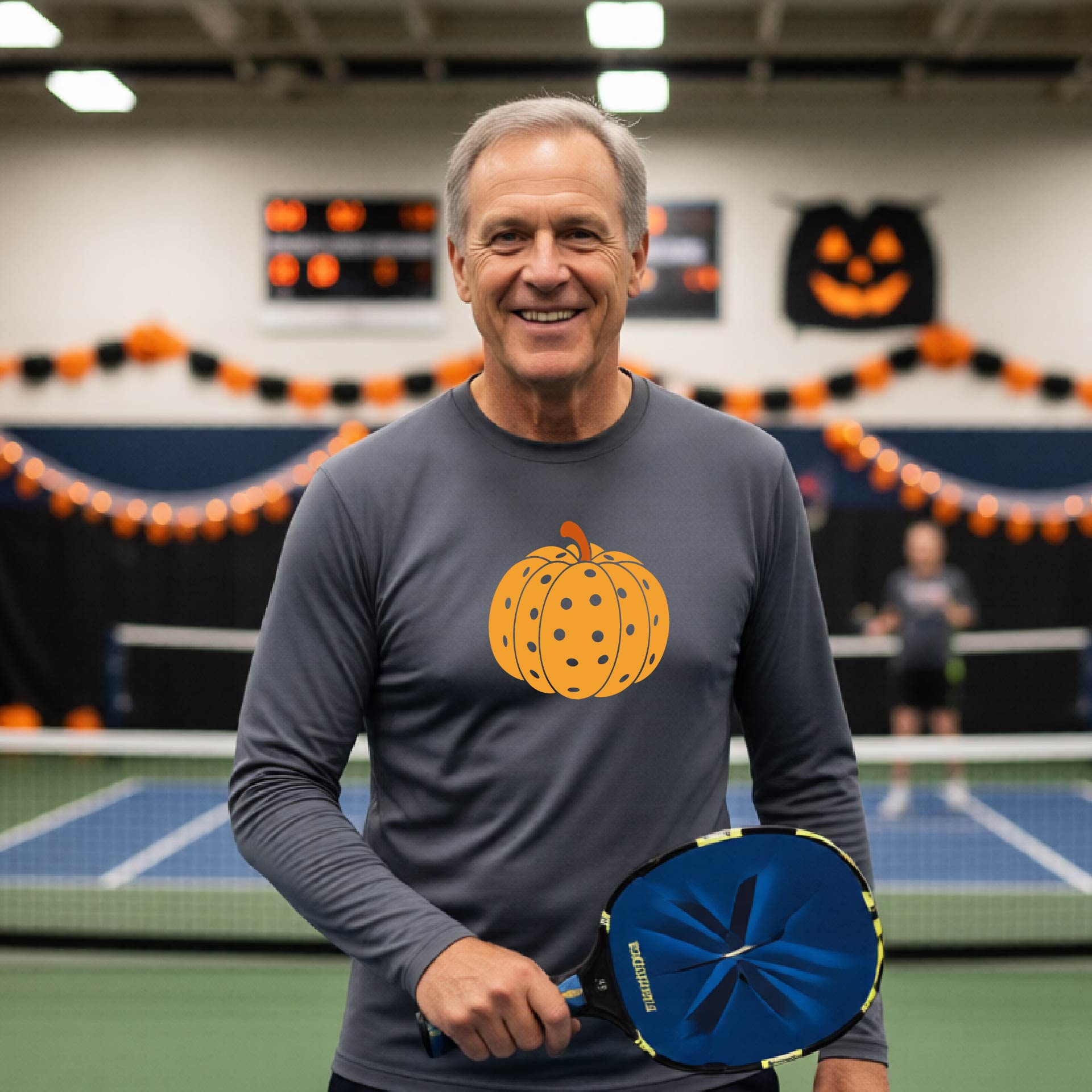 Halloween Shirt for Mens Pickleball Players Funny Long-Sleeve Pickleball T-Shirt Spooky Season Moisture-Wicking