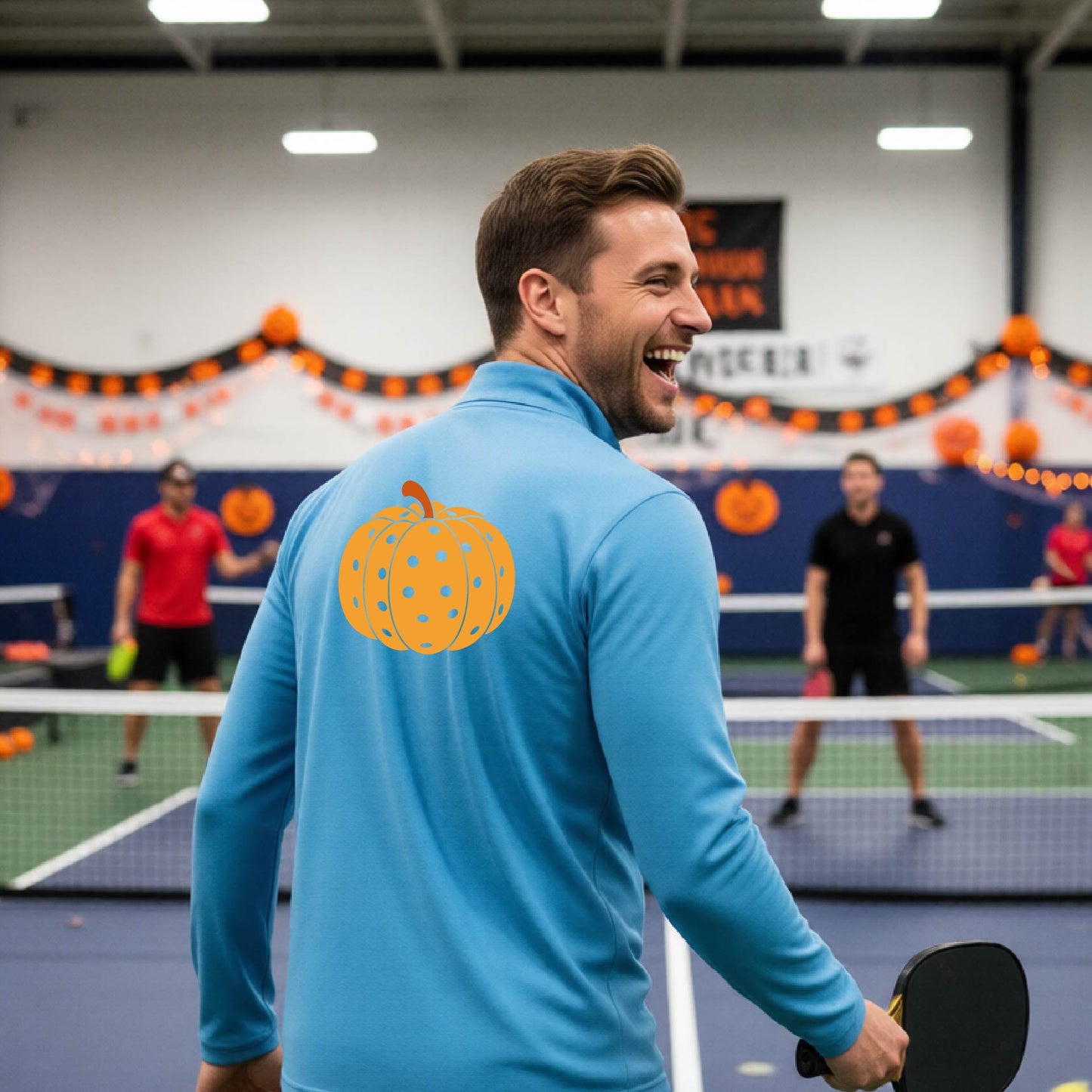 Halloween Mens Quarter-Zip Shirt Funny Spooky Season Pickleball Performance Gift Halloween Apparel