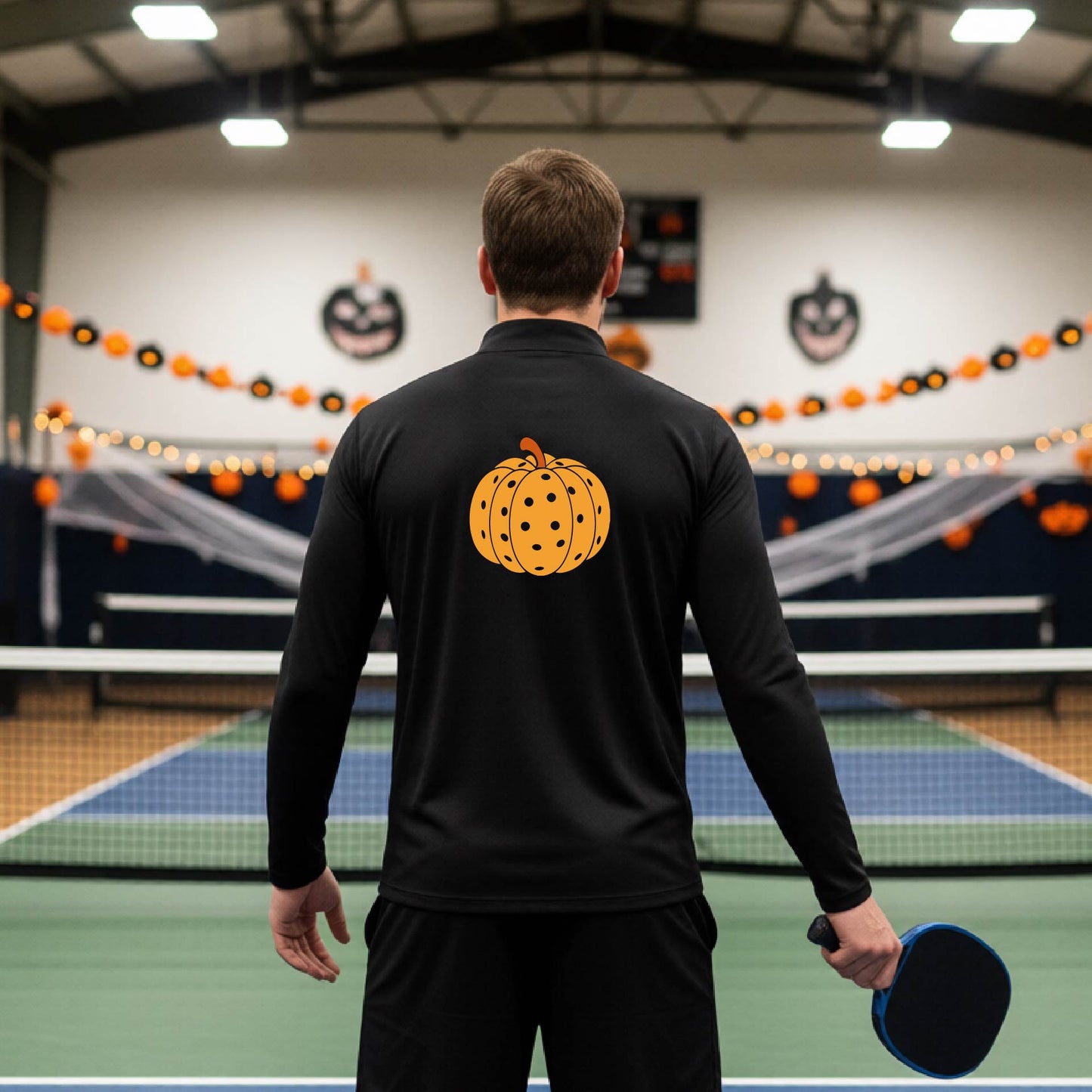 Halloween Mens Quarter-Zip Shirt Funny Spooky Season Pickleball Performance Gift Halloween Apparel