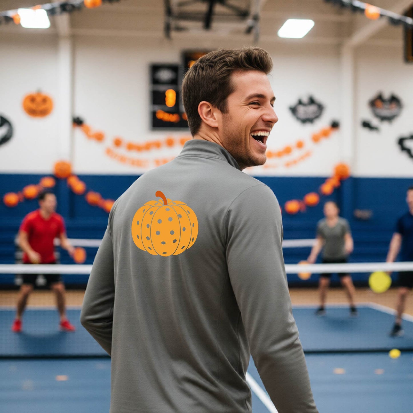 Halloween Mens Quarter-Zip Shirt Funny Spooky Season Pickleball Performance Gift Halloween Apparel