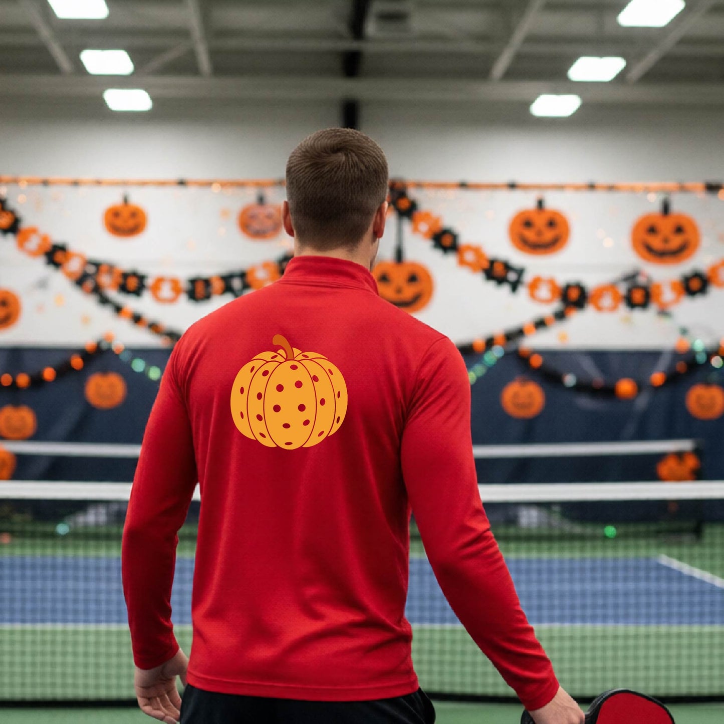 Halloween Mens Quarter-Zip Shirt Funny Spooky Season Pickleball Performance Gift Halloween Apparel