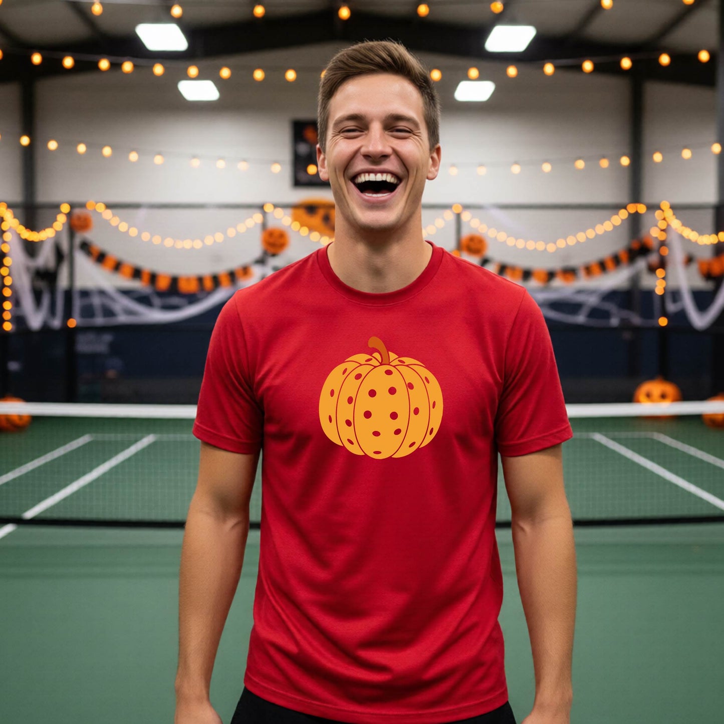 Halloween Mens Pickleball Short-Sleeve T-Shirt Funny Spooky Season Shirt Pickleball Performance Gift Halloween Apparel