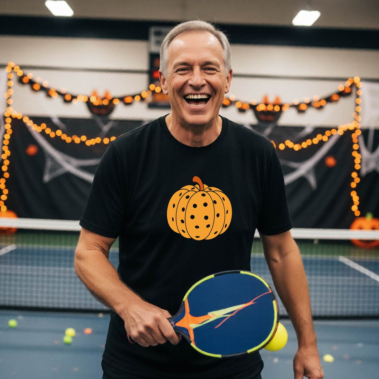 Halloween Mens Pickleball Short-Sleeve T-Shirt Funny Spooky Season Shirt Pickleball Performance Gift Halloween Apparel