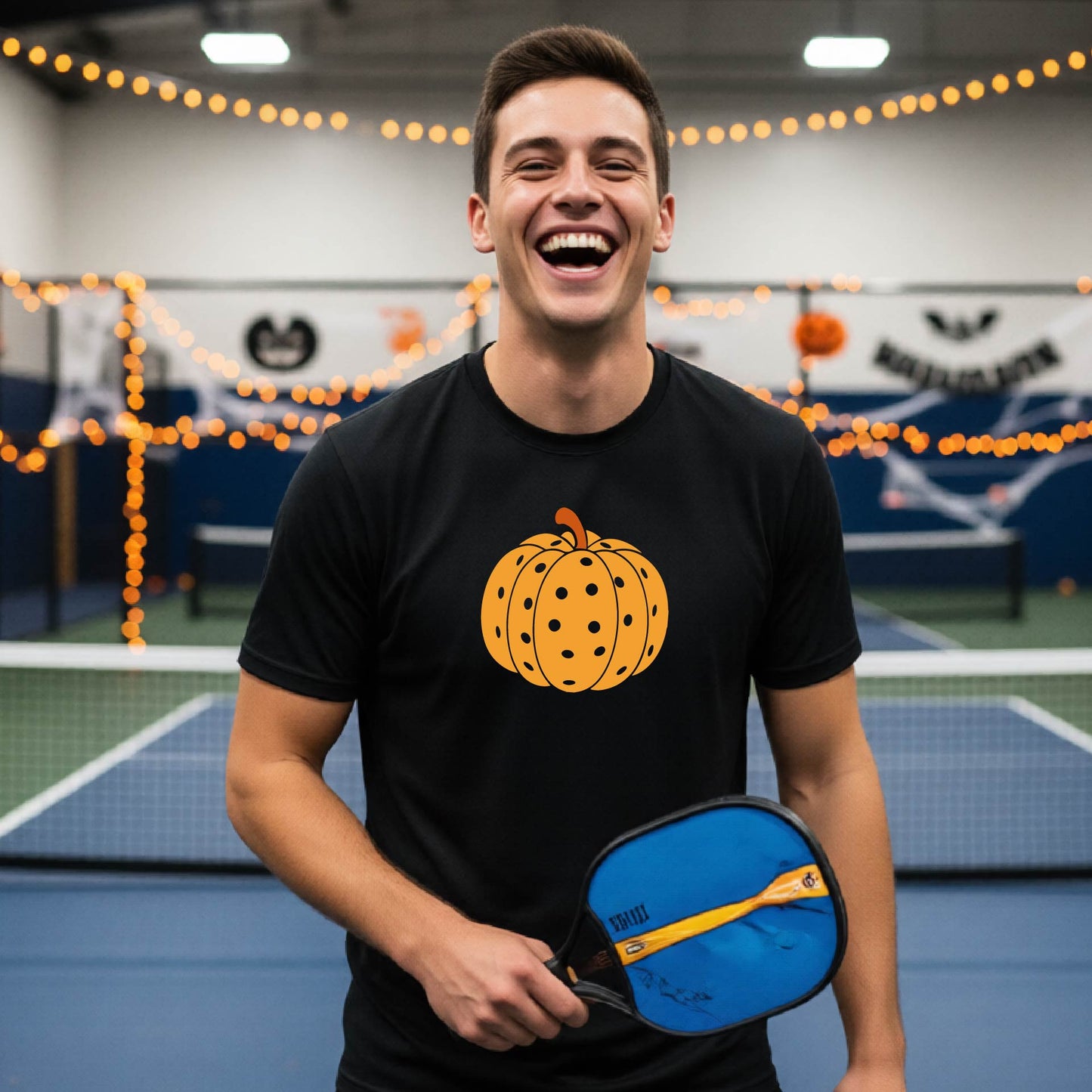 Halloween Mens Pickleball Short-Sleeve T-Shirt Funny Spooky Season Shirt Pickleball Performance Gift Halloween Apparel