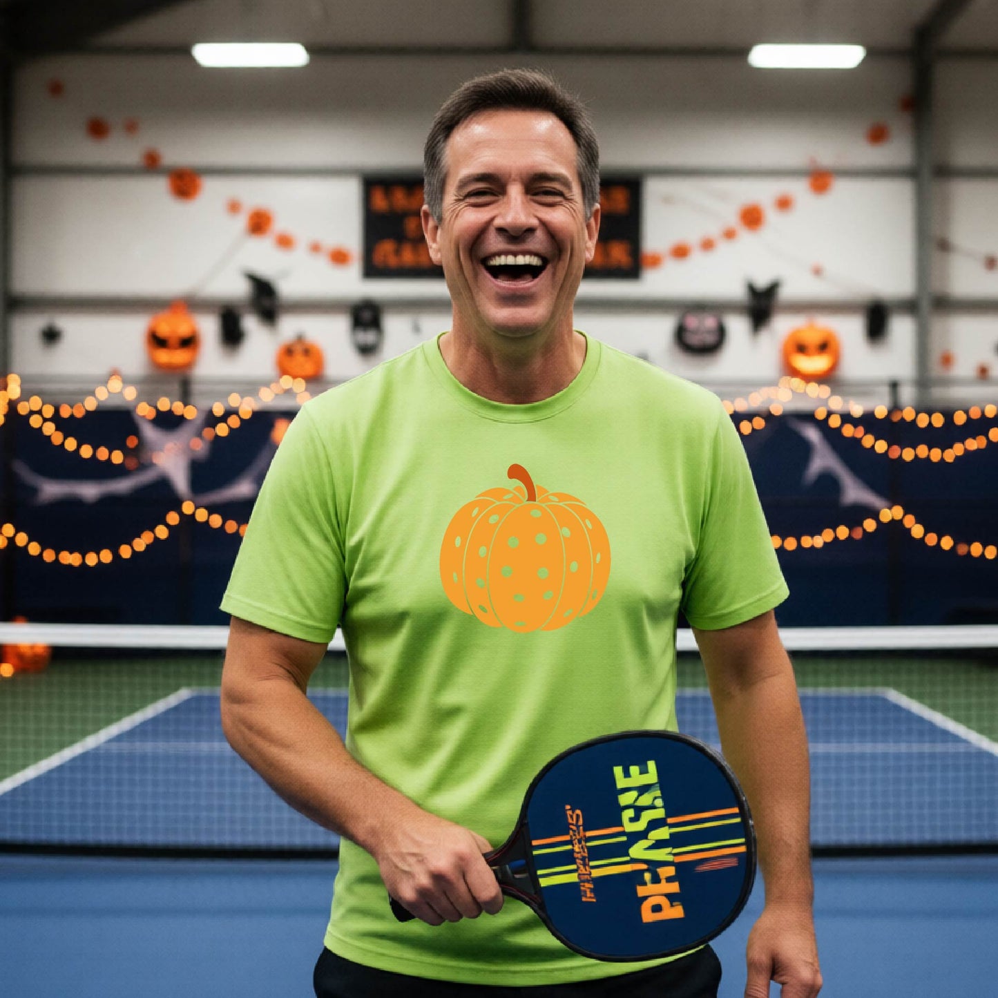 Halloween Mens Pickleball Short-Sleeve T-Shirt Funny Spooky Season Shirt Pickleball Performance Gift Halloween Apparel