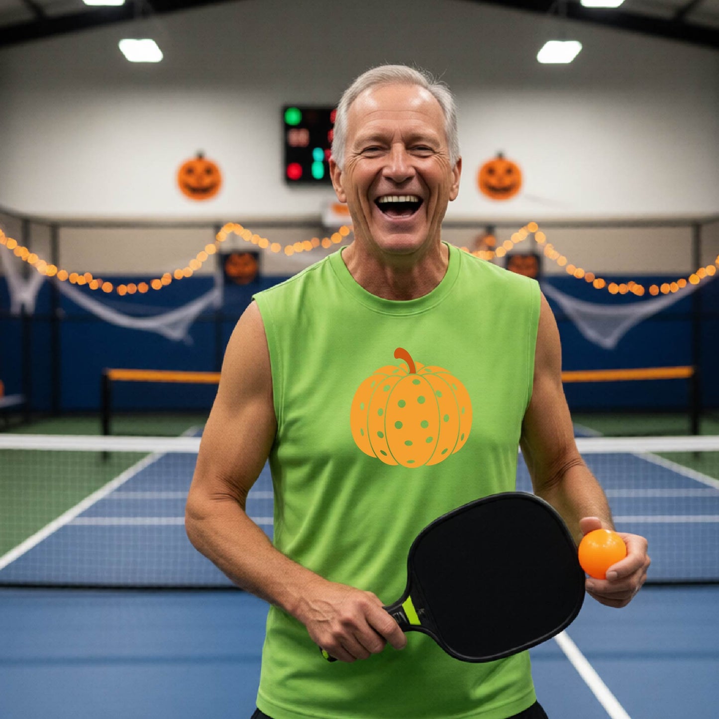 Mens Halloween Pickleball Shirt Funny Pickleball Performance Sleeveless T-Shirt Spooky Season Shirt Pickleball Gift