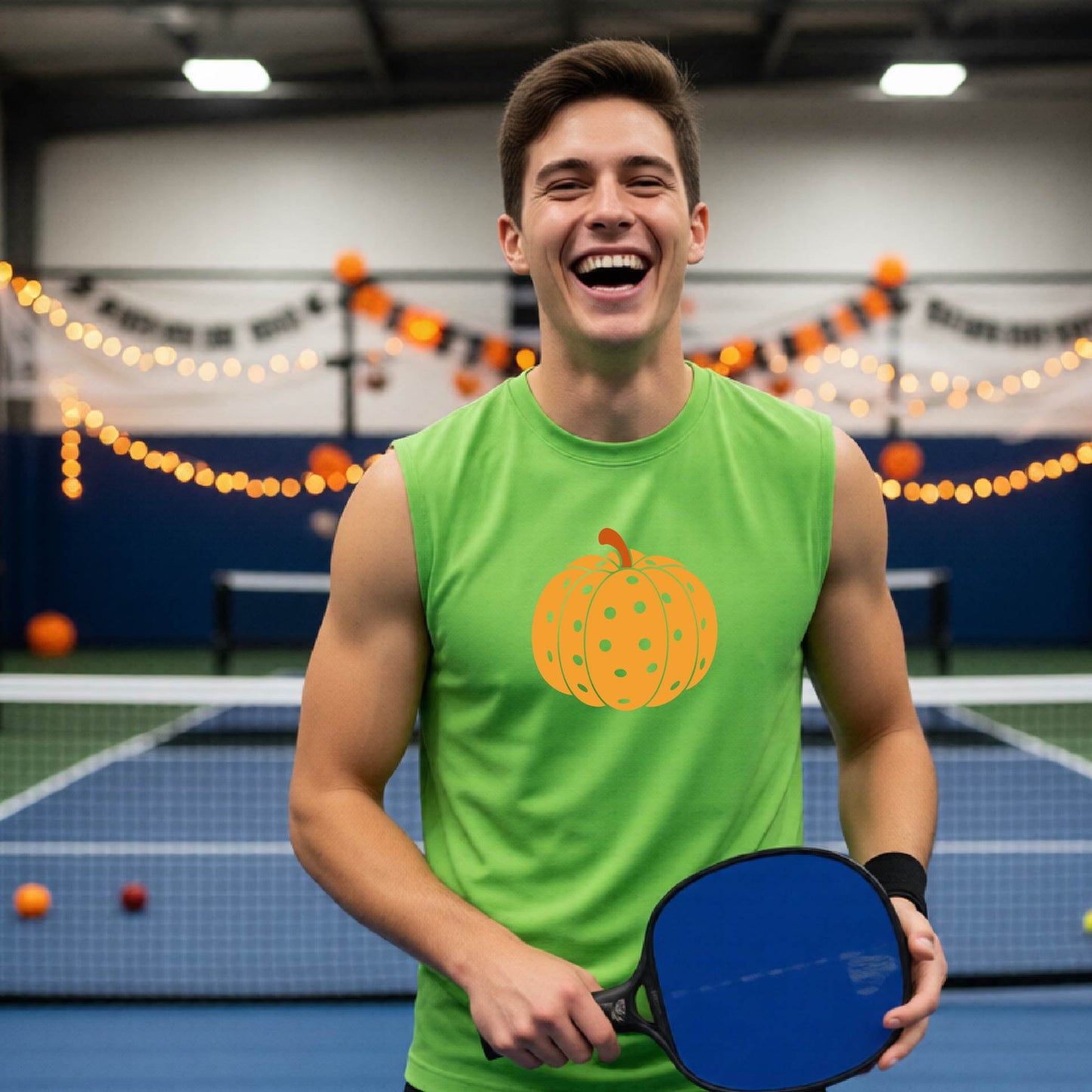 Mens Halloween Pickleball Shirt Funny Pickleball Performance Sleeveless T-Shirt Spooky Season Shirt Pickleball Gift