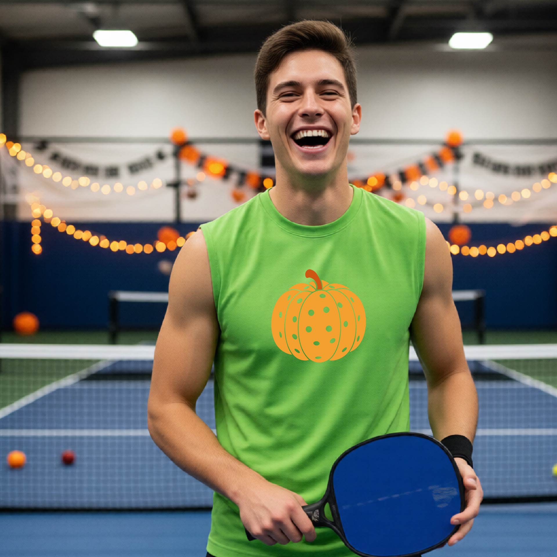 Mens Halloween Pickleball Shirt Funny Pickleball Performance Sleeveless T-Shirt Spooky Season Shirt Pickleball Gift