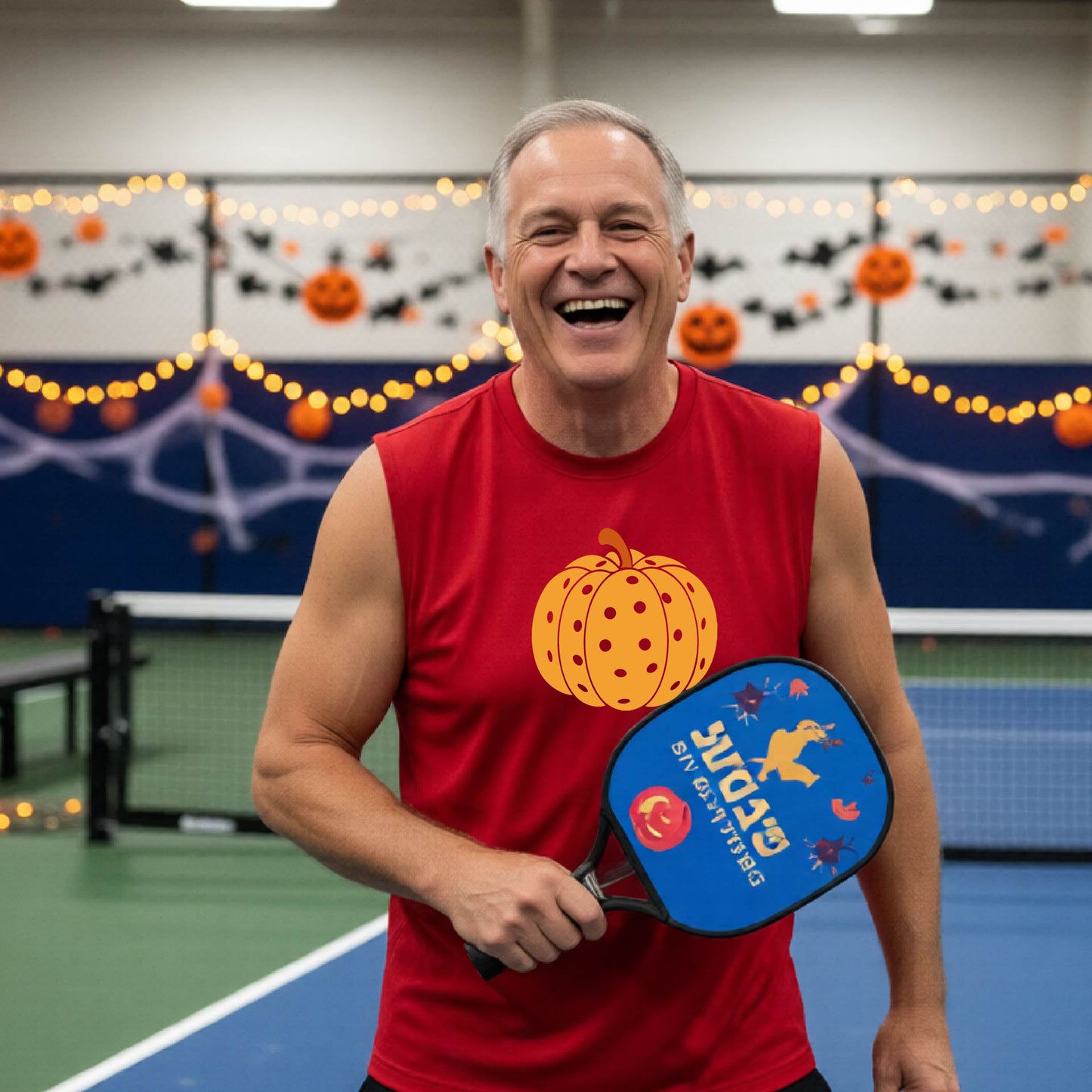 Mens Halloween Pickleball Shirt Funny Pickleball Performance Sleeveless T-Shirt Spooky Season Shirt Pickleball Gift
