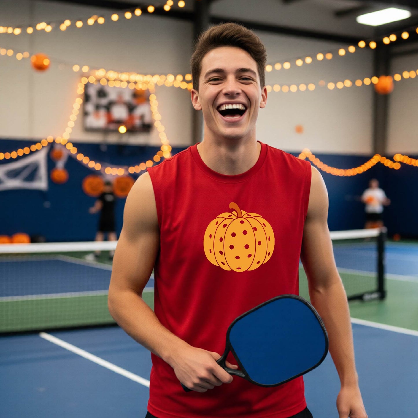 Mens Halloween Pickleball Shirt Funny Pickleball Performance Sleeveless T-Shirt Spooky Season Shirt Pickleball Gift
