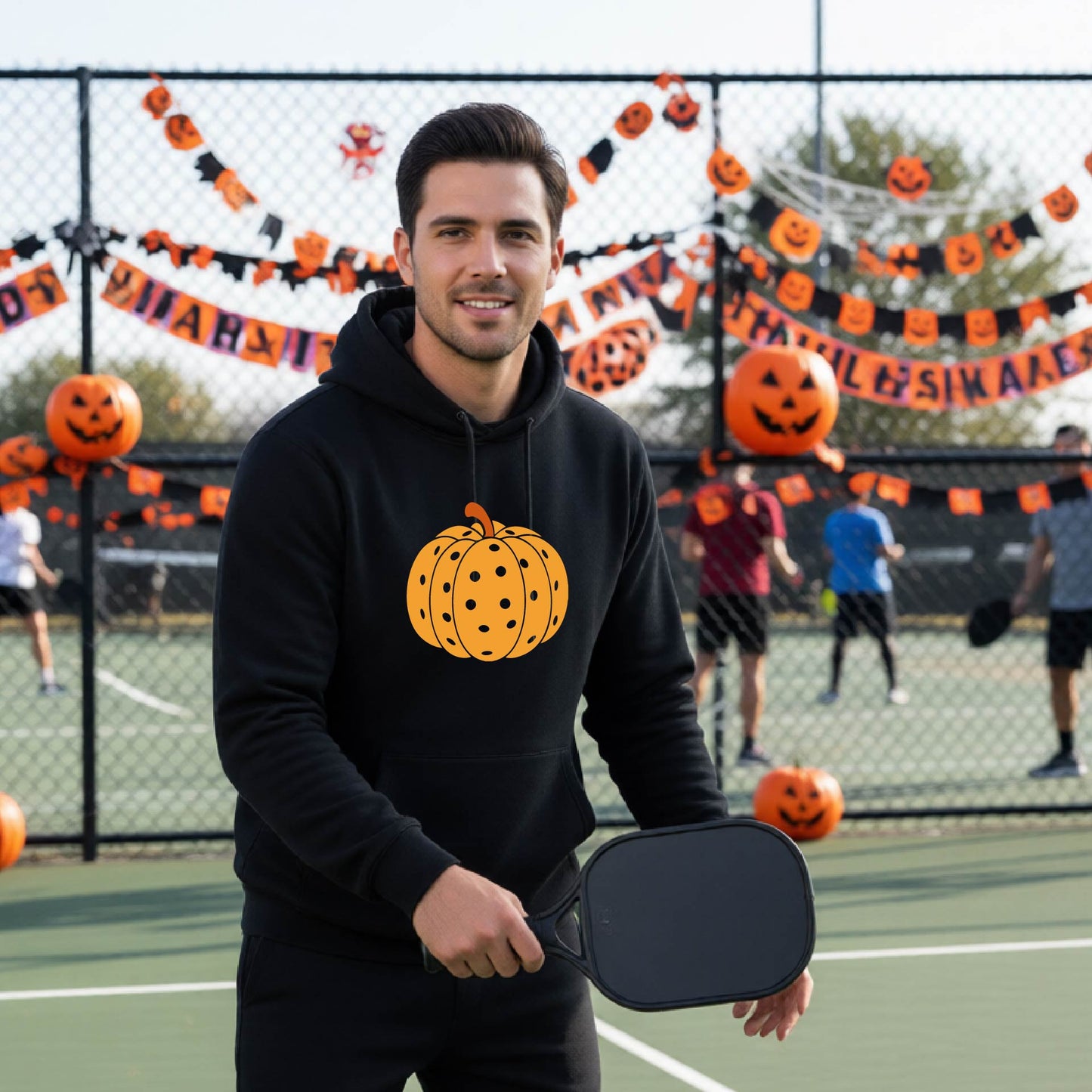 Halloween Unisex Pickleball Hoodie Funny Spooky Season Sweatshirt Pickleball Pullover Apparel