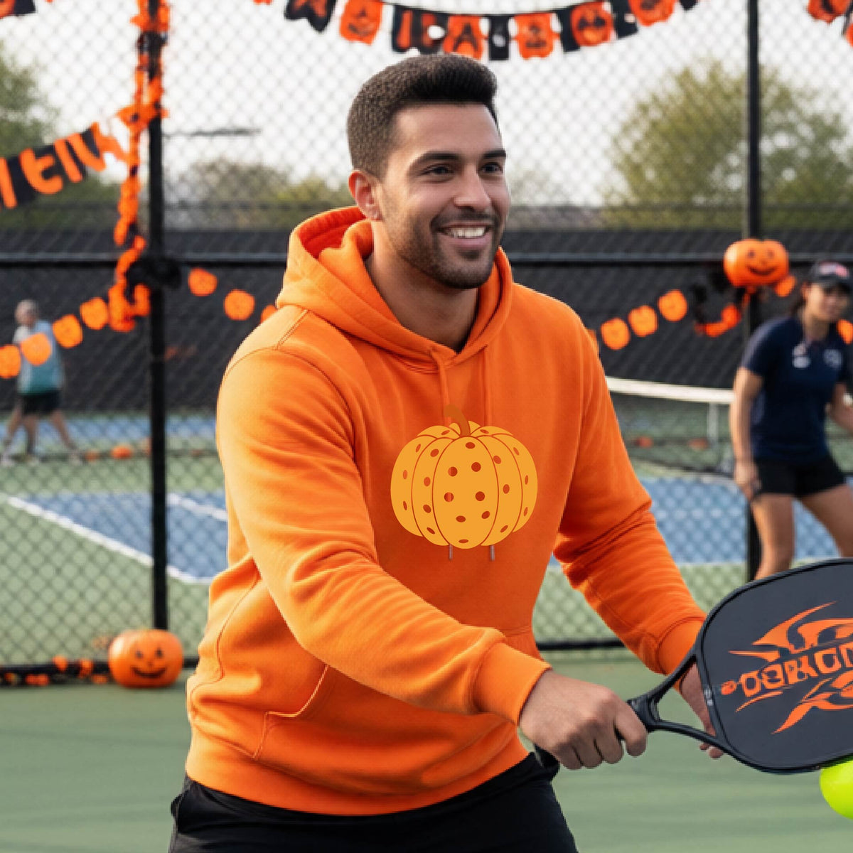 Halloween Unisex Pickleball Hoodie Funny Spooky Season Sweatshirt Pickleball Pullover Apparel