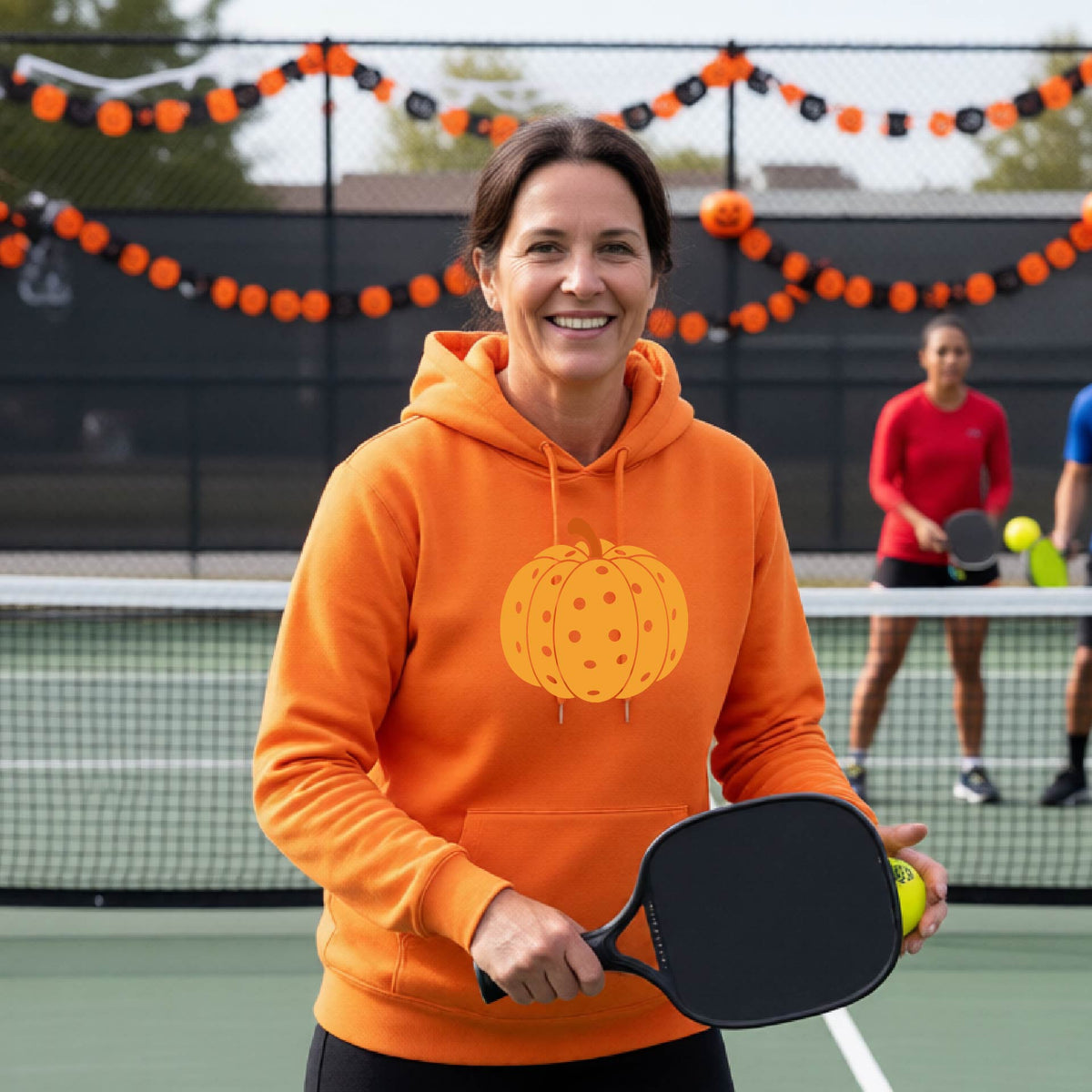 Halloween Unisex Pickleball Hoodie Funny Spooky Season Sweatshirt Pickleball Pullover Apparel