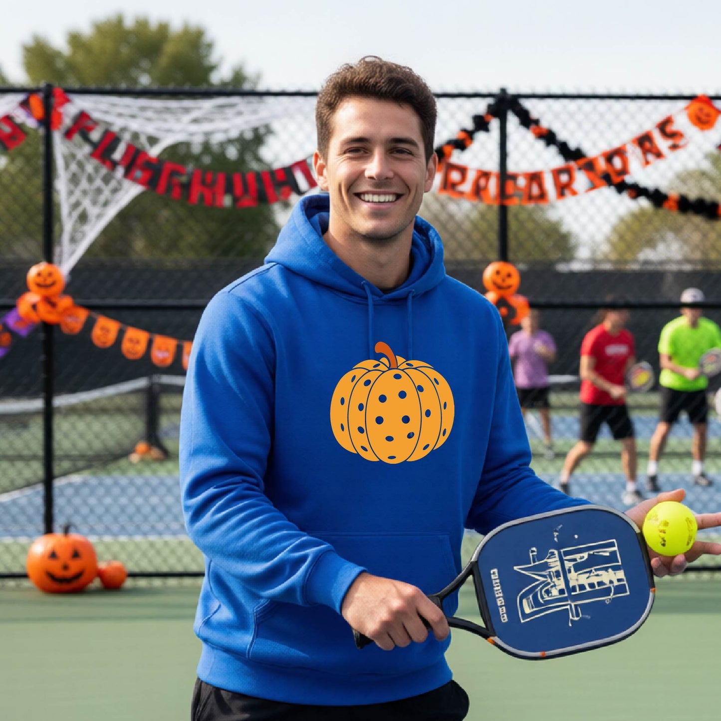 Halloween Unisex Pickleball Hoodie Funny Spooky Season Sweatshirt Pickleball Pullover Apparel