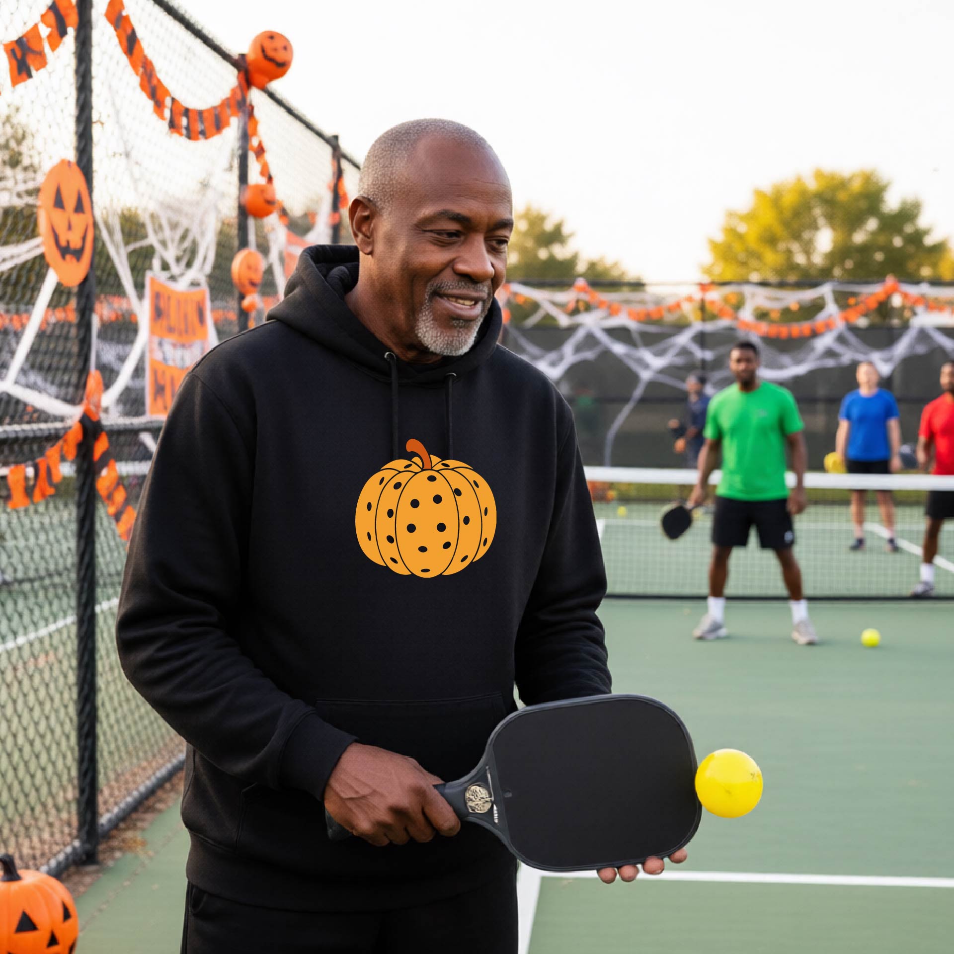 Halloween Unisex Pickleball Hoodie Funny Spooky Season Sweatshirt Pickleball Pullover Apparel