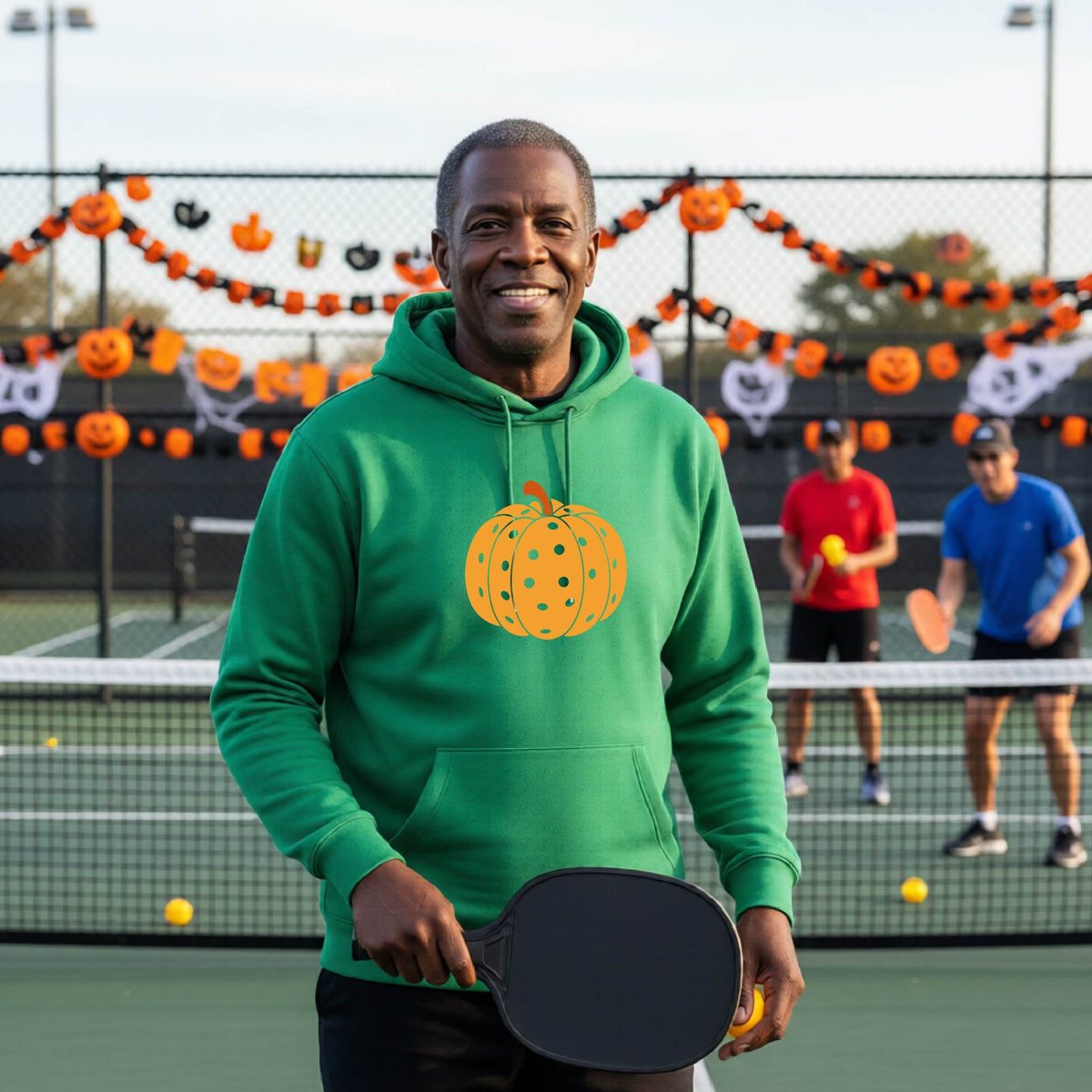 Halloween Unisex Pickleball Hoodie Funny Spooky Season Sweatshirt Pickleball Pullover Apparel