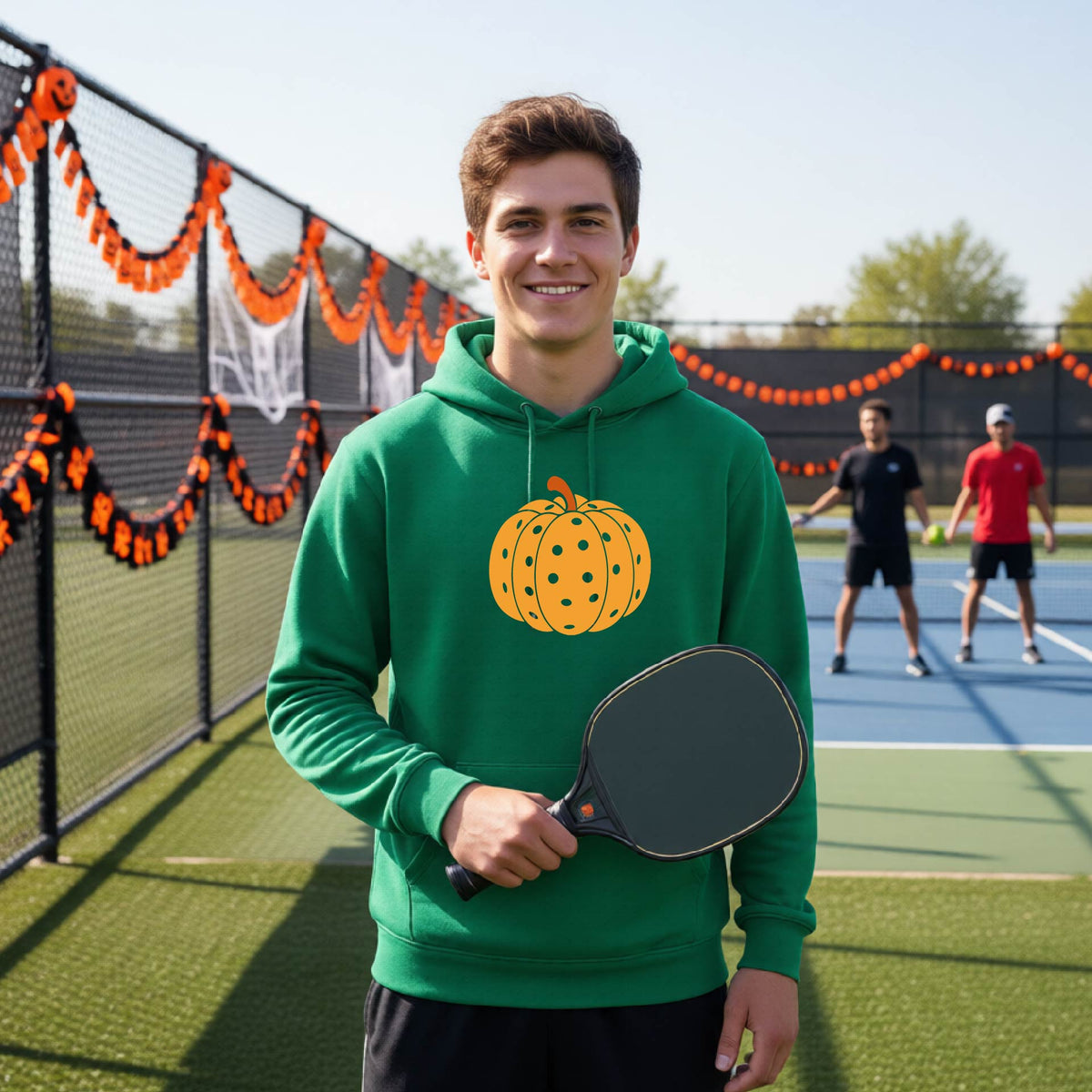 Halloween Unisex Pickleball Hoodie Funny Spooky Season Sweatshirt Pickleball Pullover Apparel