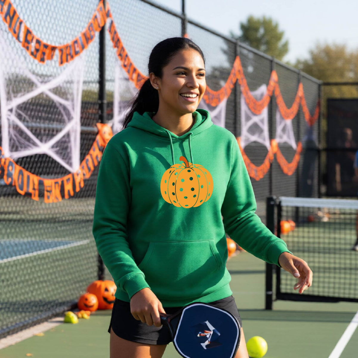 Halloween Unisex Pickleball Hoodie Funny Spooky Season Sweatshirt Pickleball Pullover Apparel