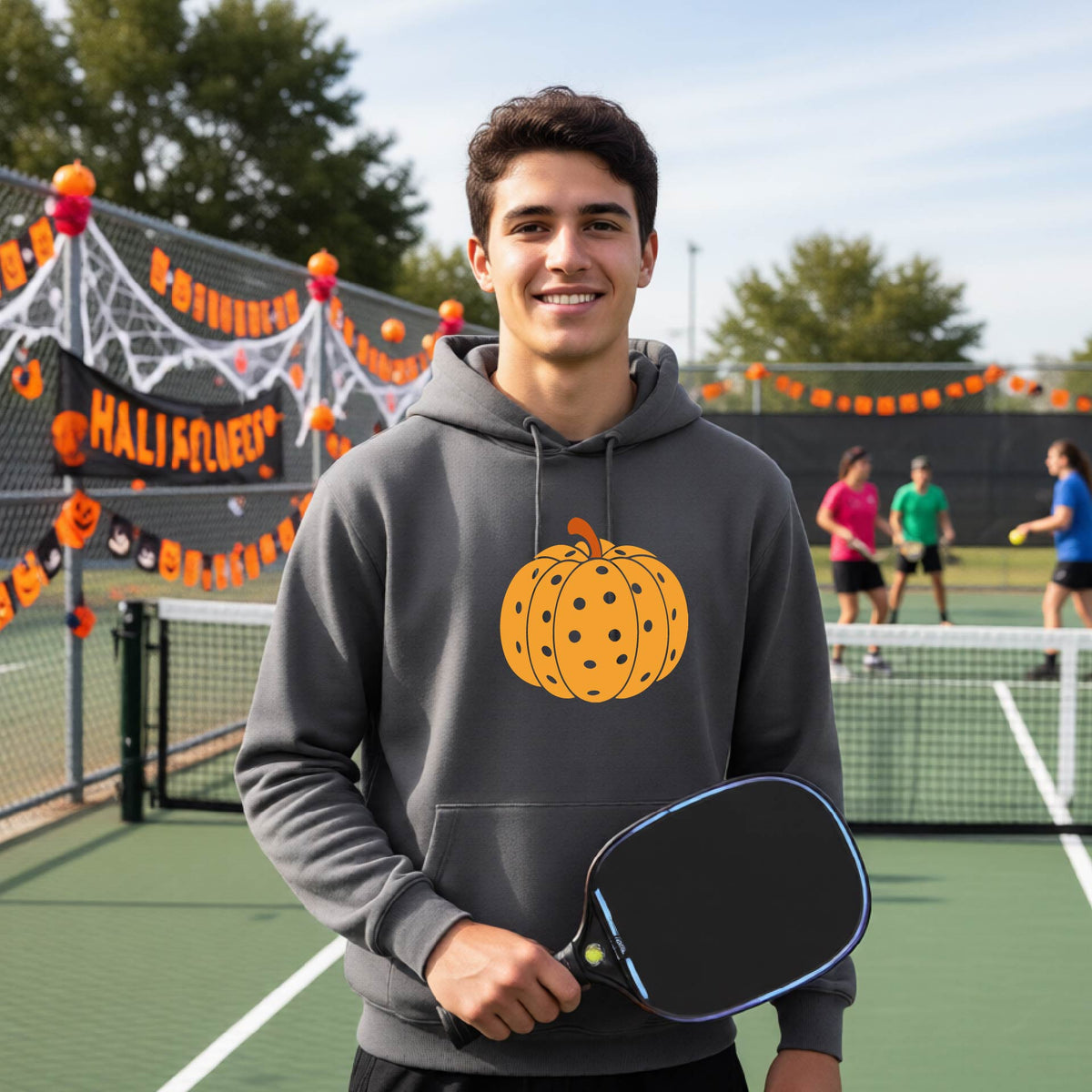 Halloween Unisex Pickleball Hoodie Funny Spooky Season Sweatshirt Pickleball Pullover Apparel