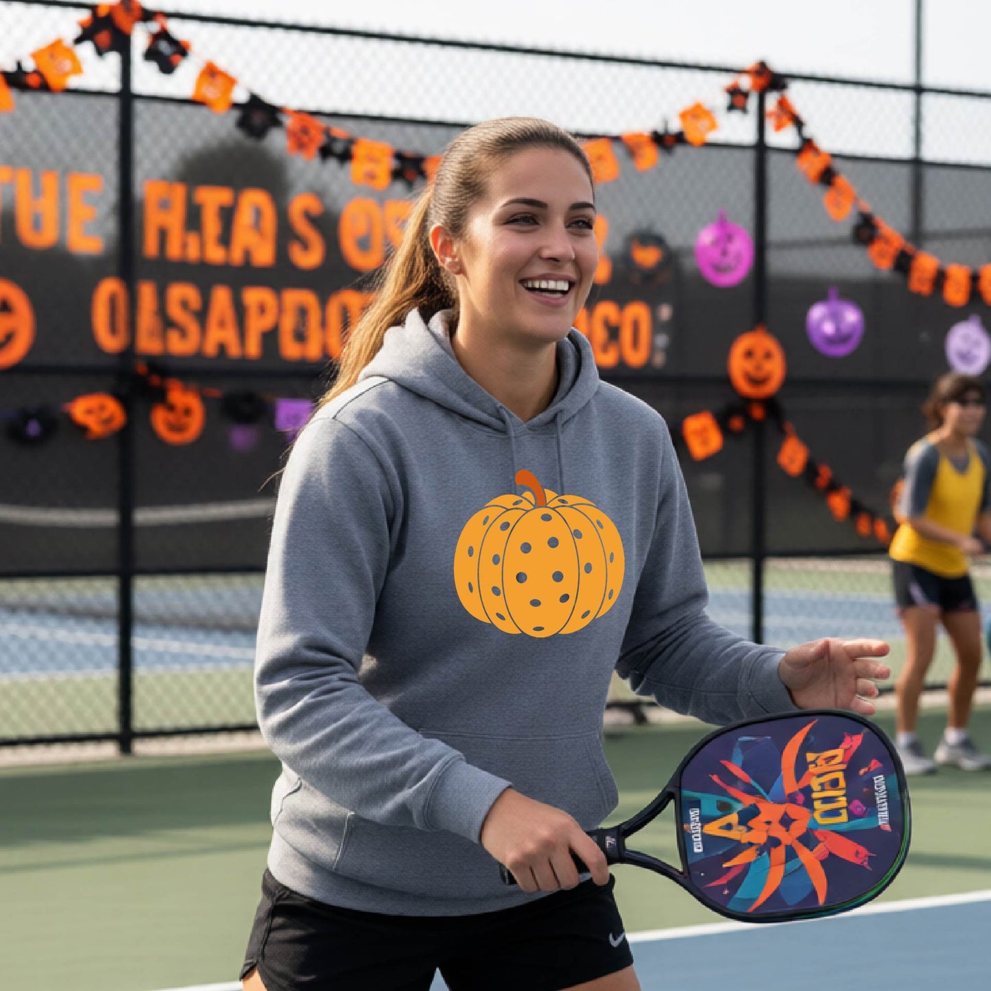 Halloween Unisex Pickleball Hoodie Funny Spooky Season Sweatshirt Pickleball Pullover Apparel