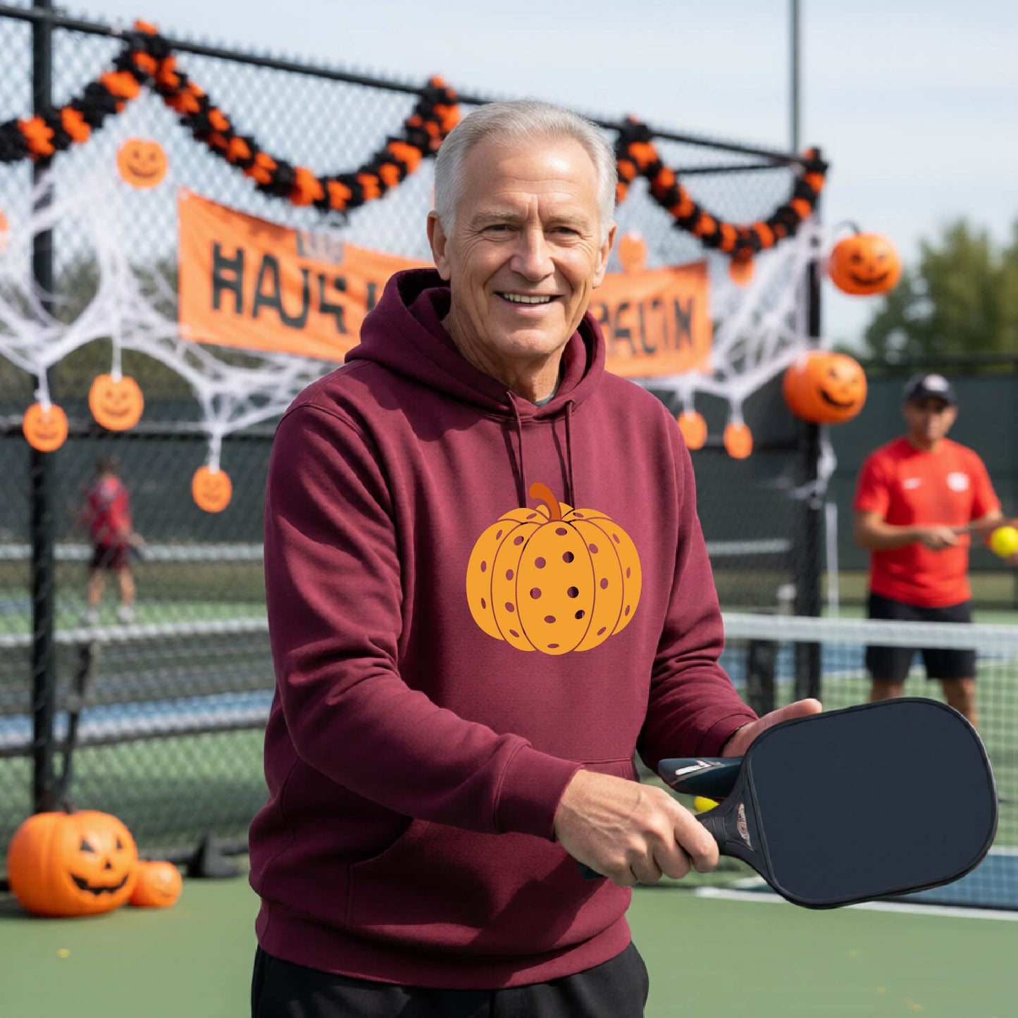 Halloween Unisex Pickleball Hoodie Funny Spooky Season Sweatshirt Pickleball Pullover Apparel