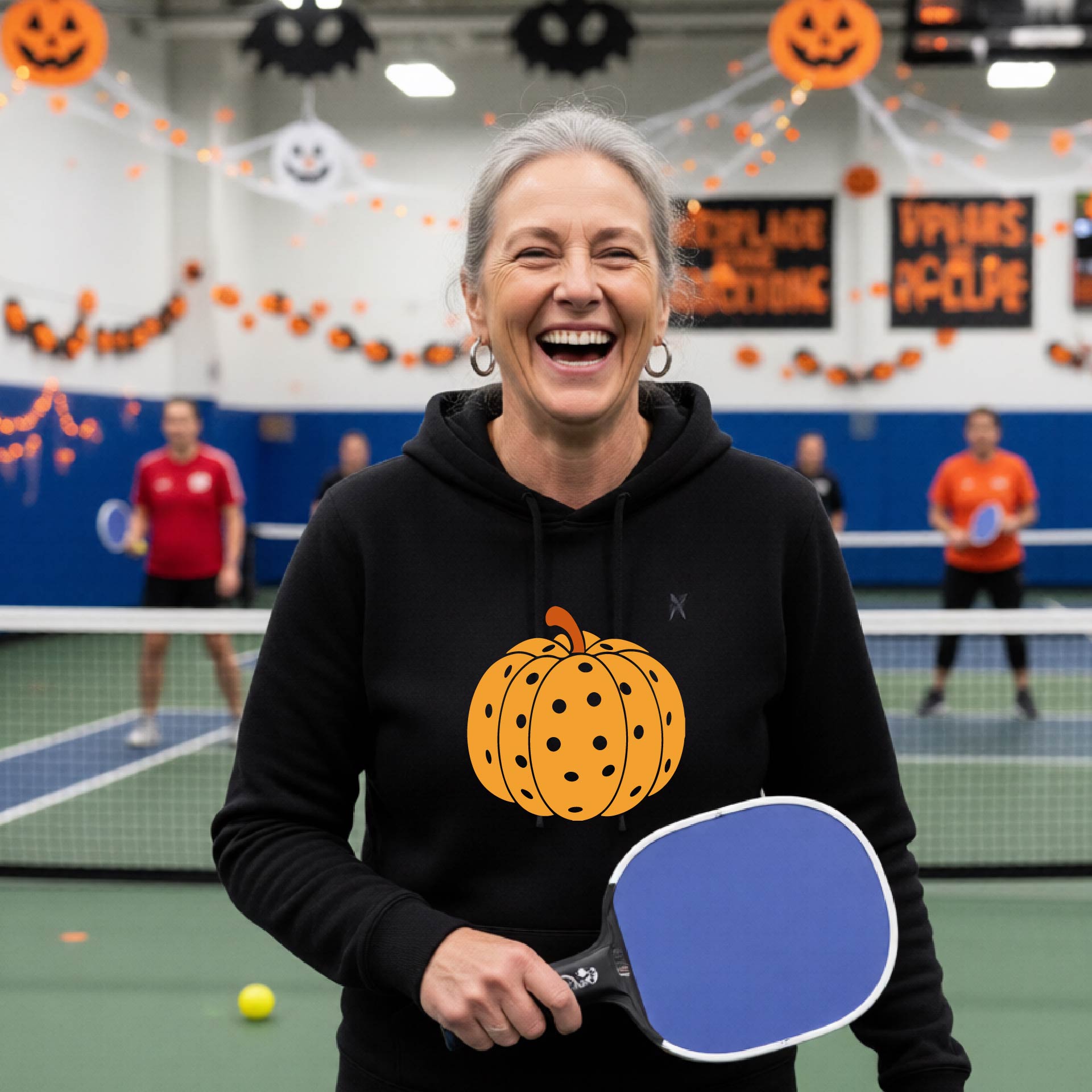 Womens Halloween Pickleball Hoodie Spooky Season Sweatshirt Pickleball Clothing Pullover