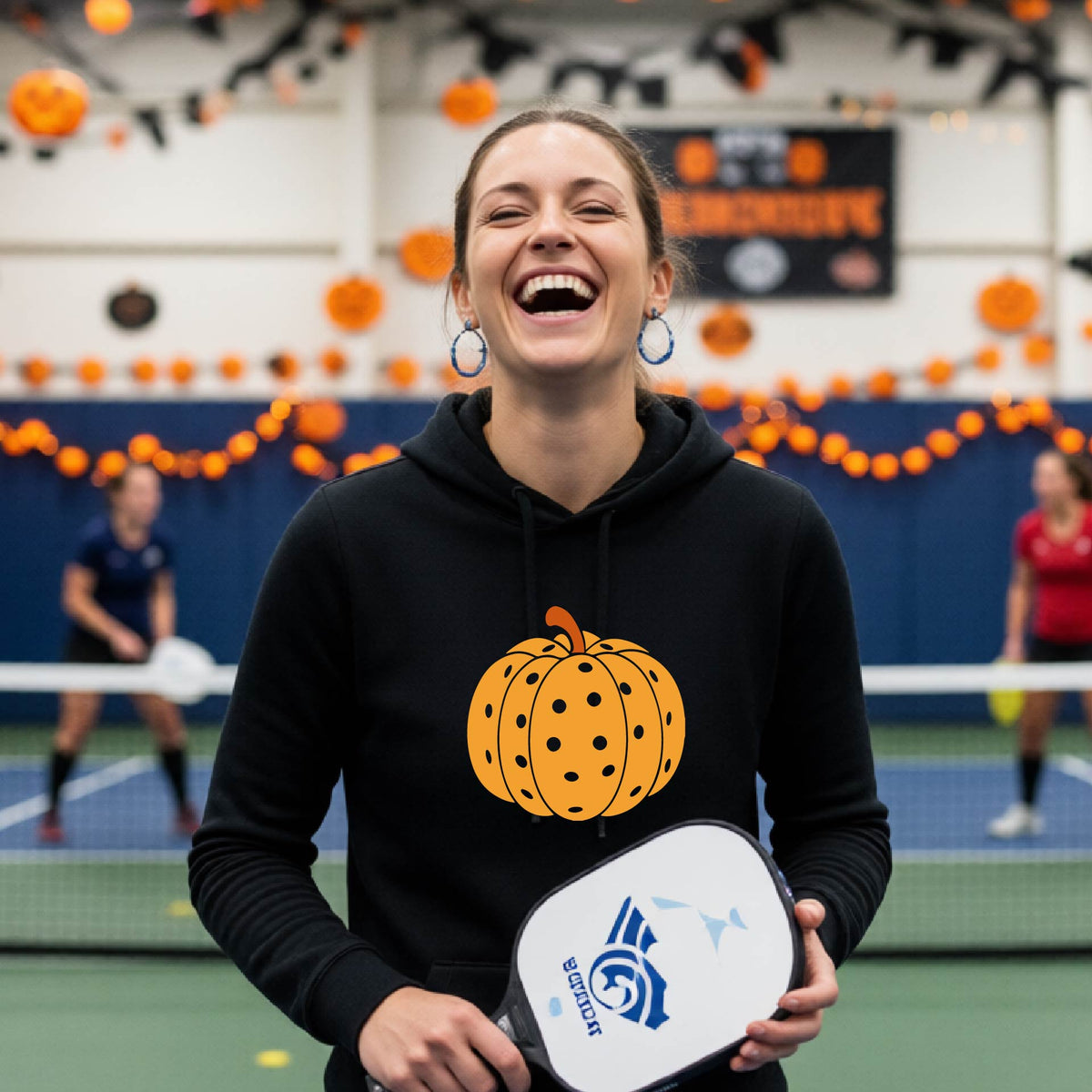 Womens Halloween Pickleball Hoodie Spooky Season Sweatshirt Pickleball Clothing Pullover