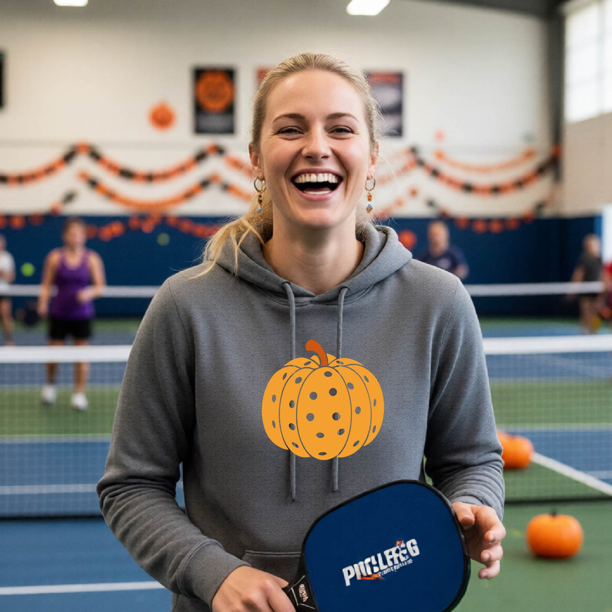 Womens Halloween Pickleball Hoodie Spooky Season Sweatshirt Pickleball Clothing Pullover