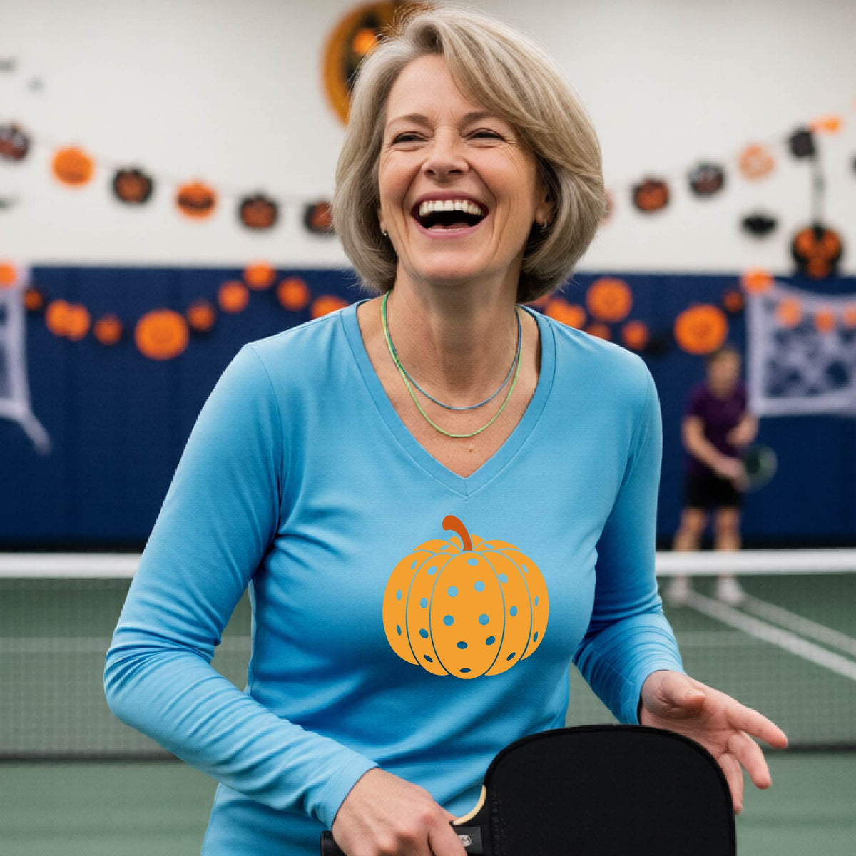 Womens Halloween Pickleball Shirt Funny Pickleball Performance Long-Sleeve T-Shirt Spooky Season Shirt Pickleball Gift