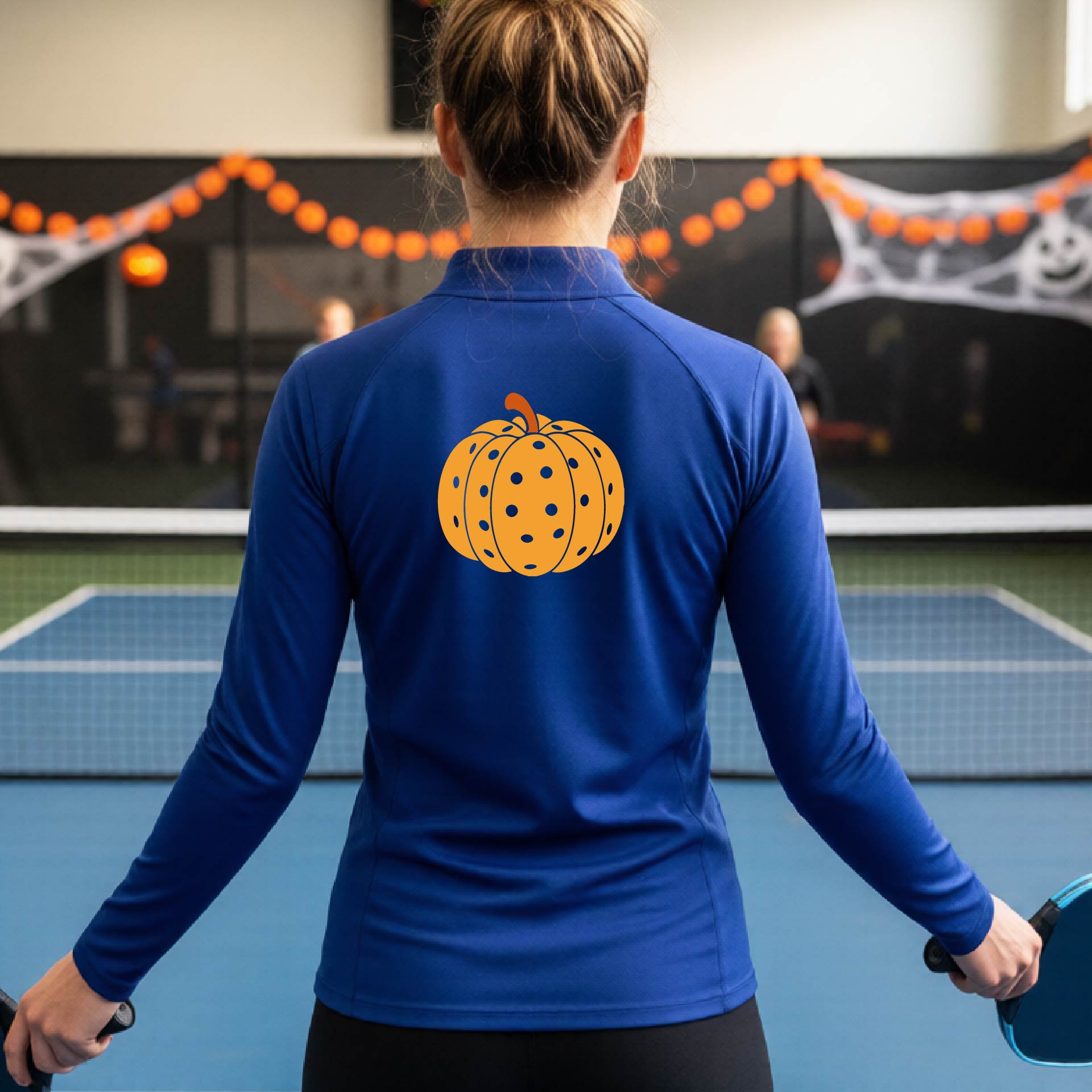 Pickleball Womens Halloween Quarter-Zip Shirt Funny Moisture-Wicking T-Shirt Spooky Season Pickleball Apparel Gift