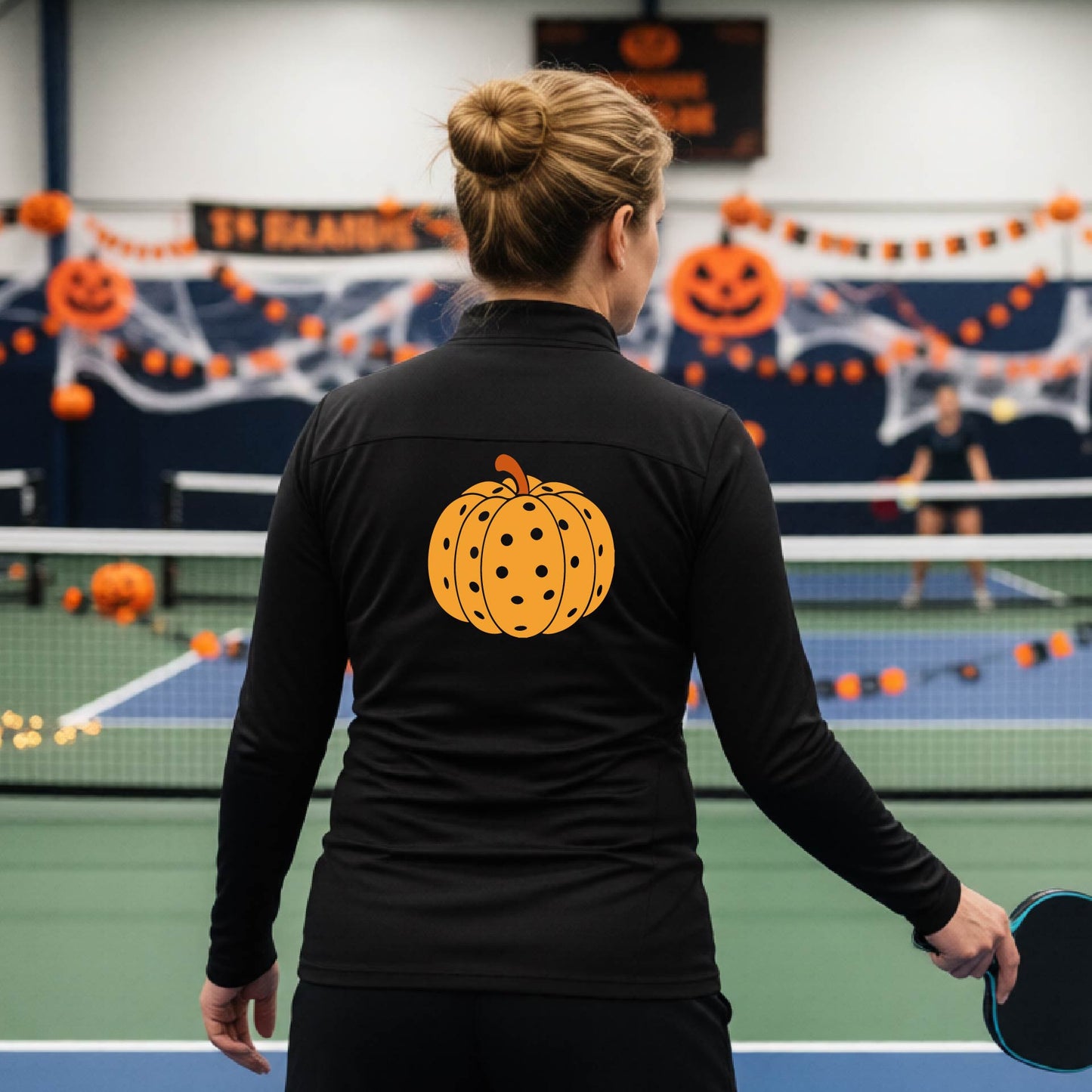 Pickleball Womens Halloween Quarter-Zip Shirt Funny Moisture-Wicking T-Shirt Spooky Season Pickleball Apparel Gift
