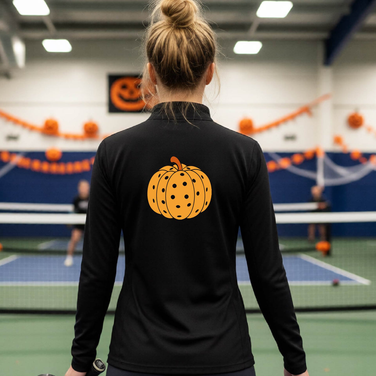 Pickleball Womens Halloween Quarter-Zip Shirt Funny Moisture-Wicking T-Shirt Spooky Season Pickleball Apparel Gift