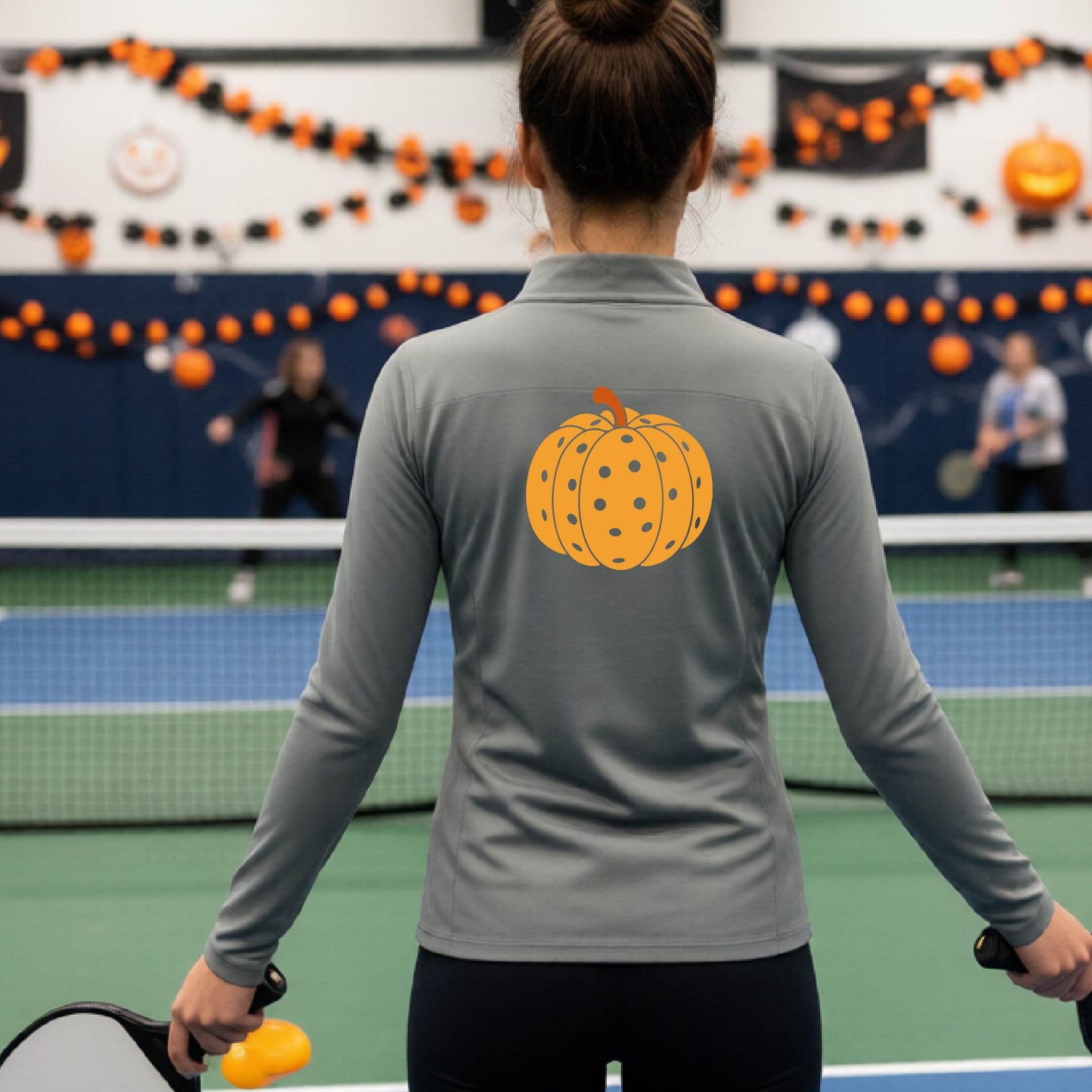 Pickleball Womens Halloween Quarter-Zip Shirt Funny Moisture-Wicking T-Shirt Spooky Season Pickleball Apparel Gift