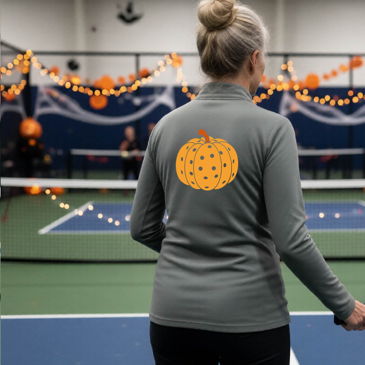 Pickleball Womens Halloween Quarter-Zip Shirt Funny Moisture-Wicking T-Shirt Spooky Season Pickleball Apparel Gift