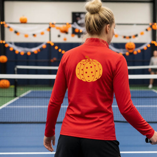 Pickleball Womens Halloween Quarter-Zip Shirt Funny Moisture-Wicking T-Shirt Spooky Season Pickleball Apparel Gift