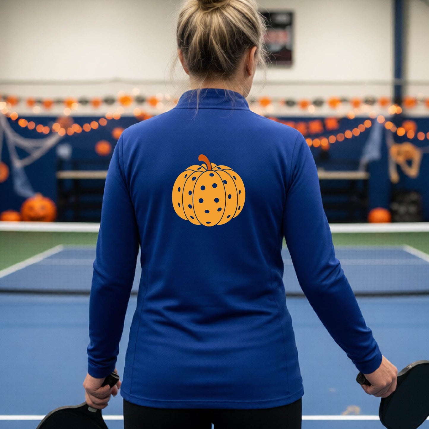 Pickleball Womens Halloween Quarter-Zip Shirt Funny Moisture-Wicking T-Shirt Spooky Season Pickleball Apparel Gift