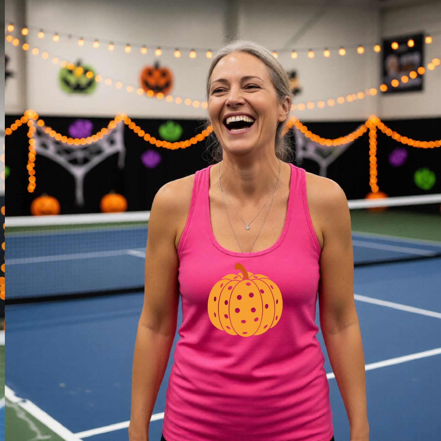 Halloween Shirt for Womens Pickleball Players Funny Pickleball Racerback Tank Top Spooky Season Moisture-Wicking